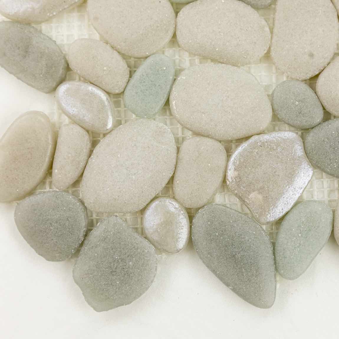 Glass Pebble Mosaic Tile for Beach Shores - Natural Stone Wall & Floor Decor - Perfect for Bathroom, Pool, and Coastal Home Design