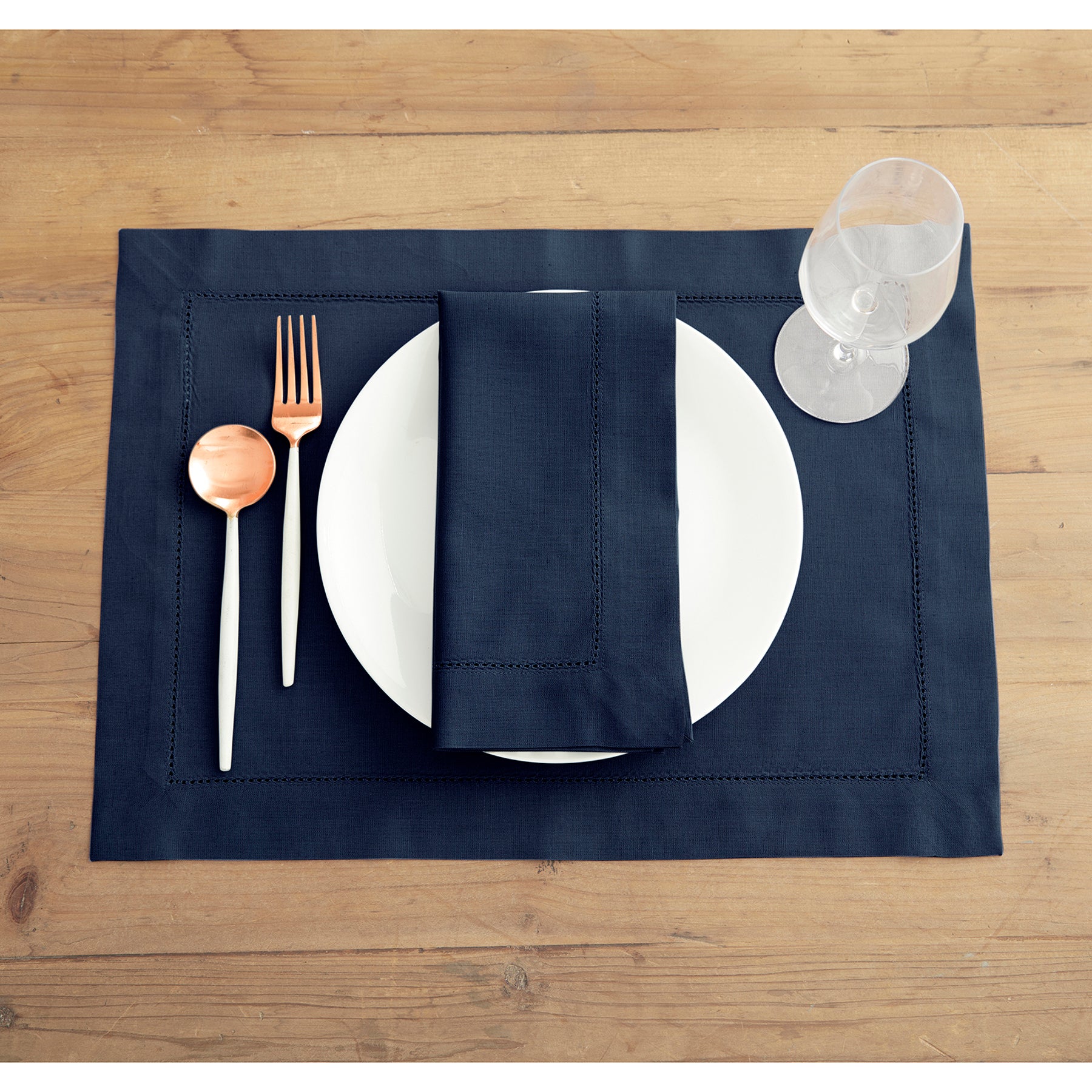 Premium Cotton Linen Hemstitch Placemats Set of 4 - Elegant Table Decor for Dining Room, Kitchen, and Party Settings