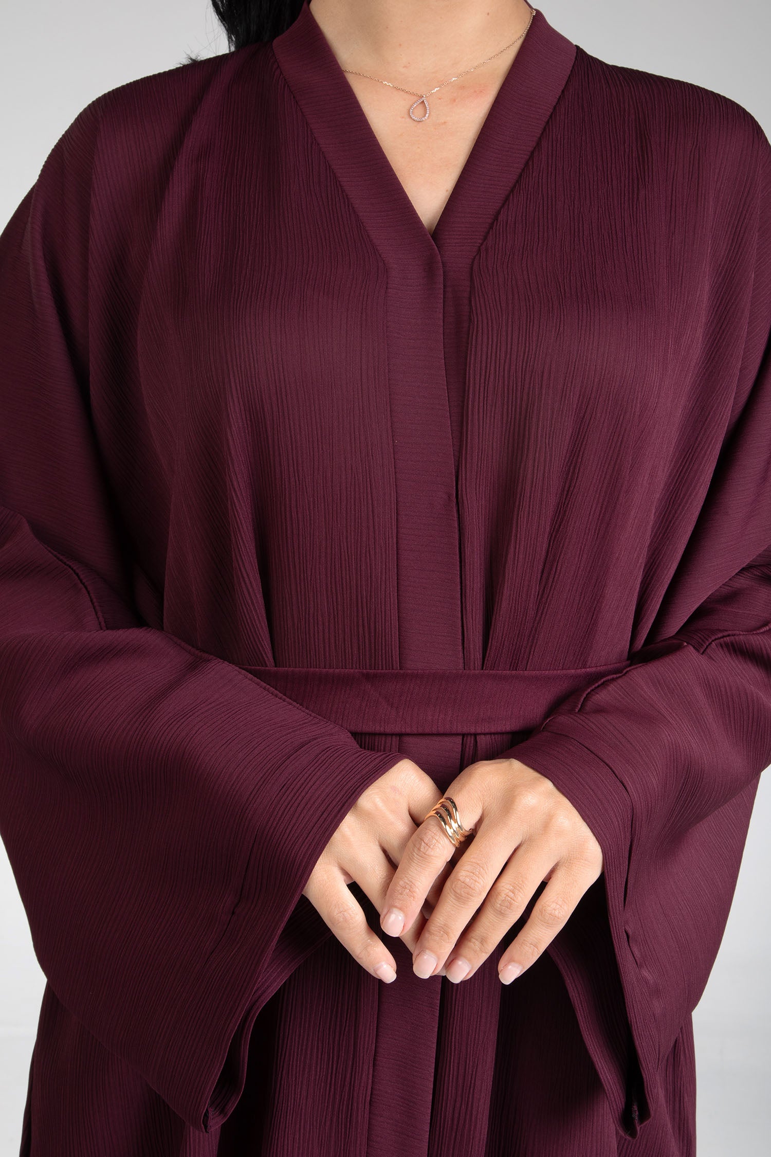 Elegant Maroon Open Abaya for Women - Modest Islamic Dress for Prayer, Eid & Special Occasions