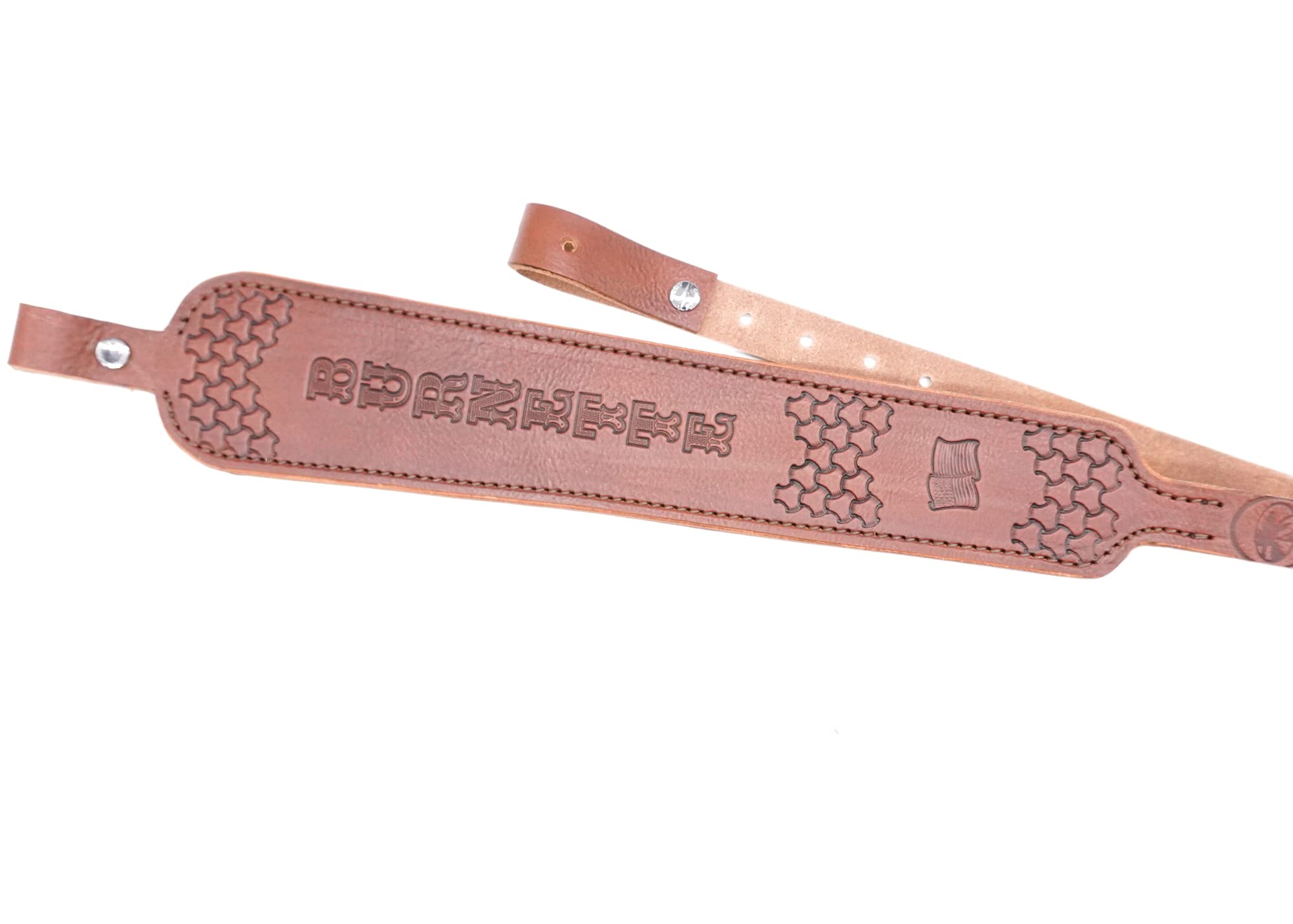 Customizable Padded Leather Rifle Sling - Cobra Style Hand-Tooled Austin Brown for Hunting, Shooting & Outdoor Adventures