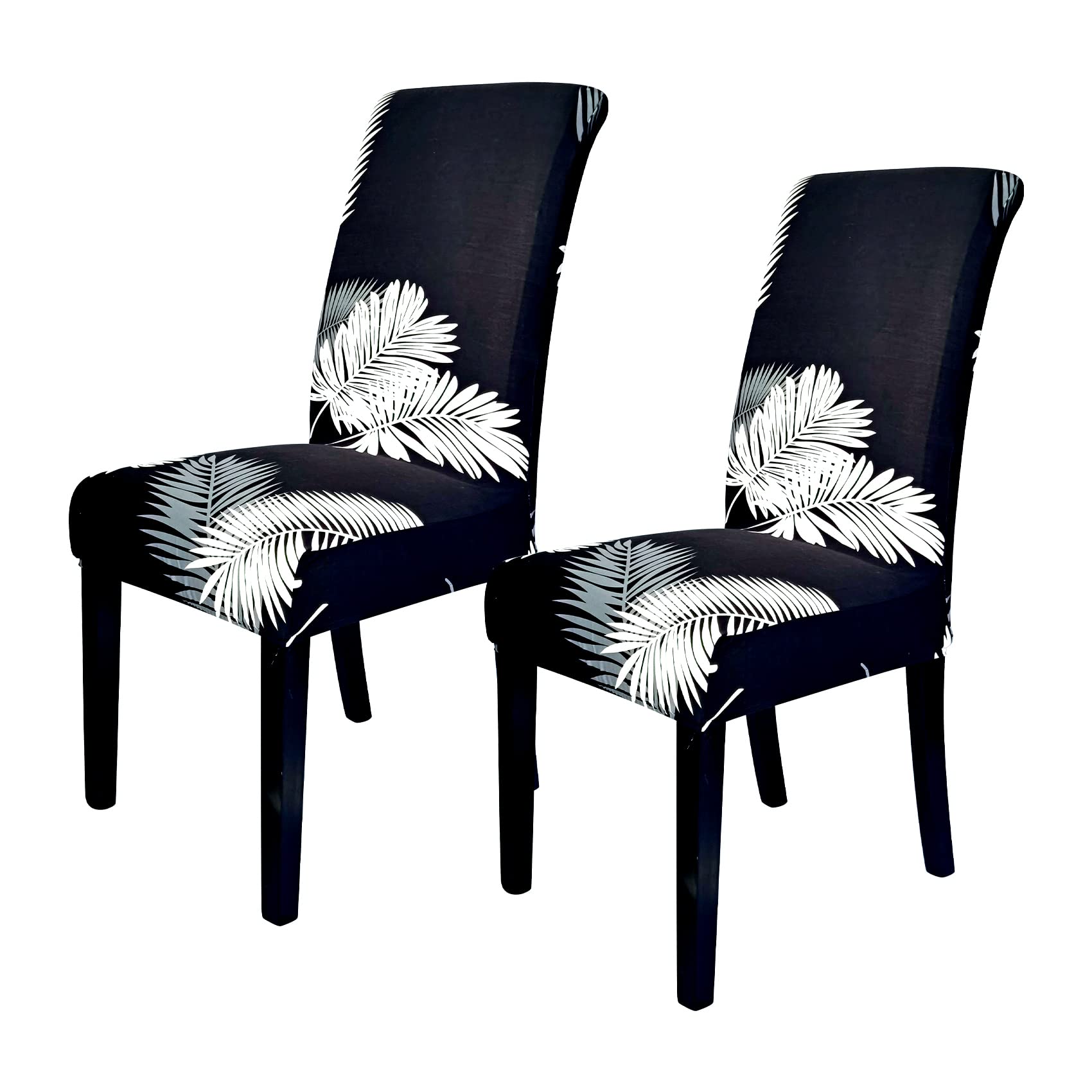 Stretchable Slip-On Dining Chair Covers Set of 2 - Washable Patterned Fabric Seat Covers for Kitchen, Restaurant & Home Decor (Modern Design, 2-Pack) | Perfect for Everyday Use, Dinner Parties & Sprucing Up Old Furniture