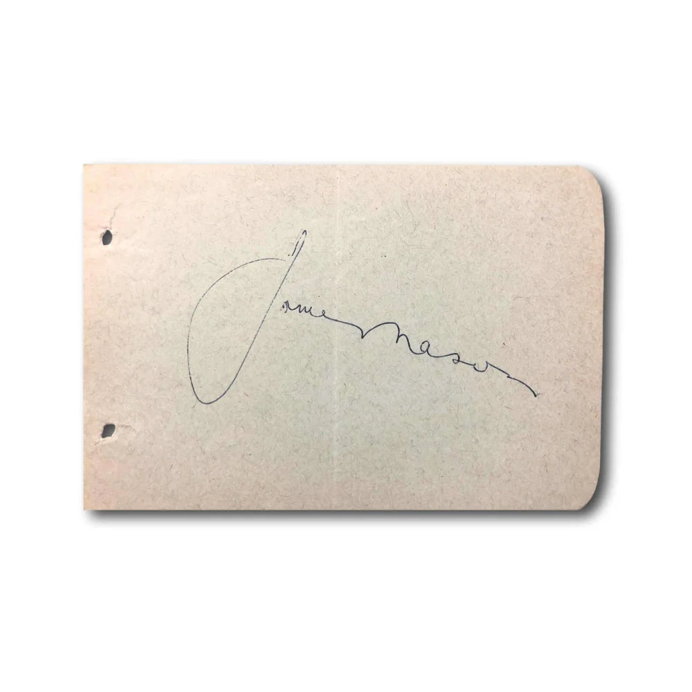 James Mason Autographed Album Page - Hand Signed with JSA COA - Vintage Star is Born Actor Memorabilia - Perfect for Movie Collectors & Classic Film Fans