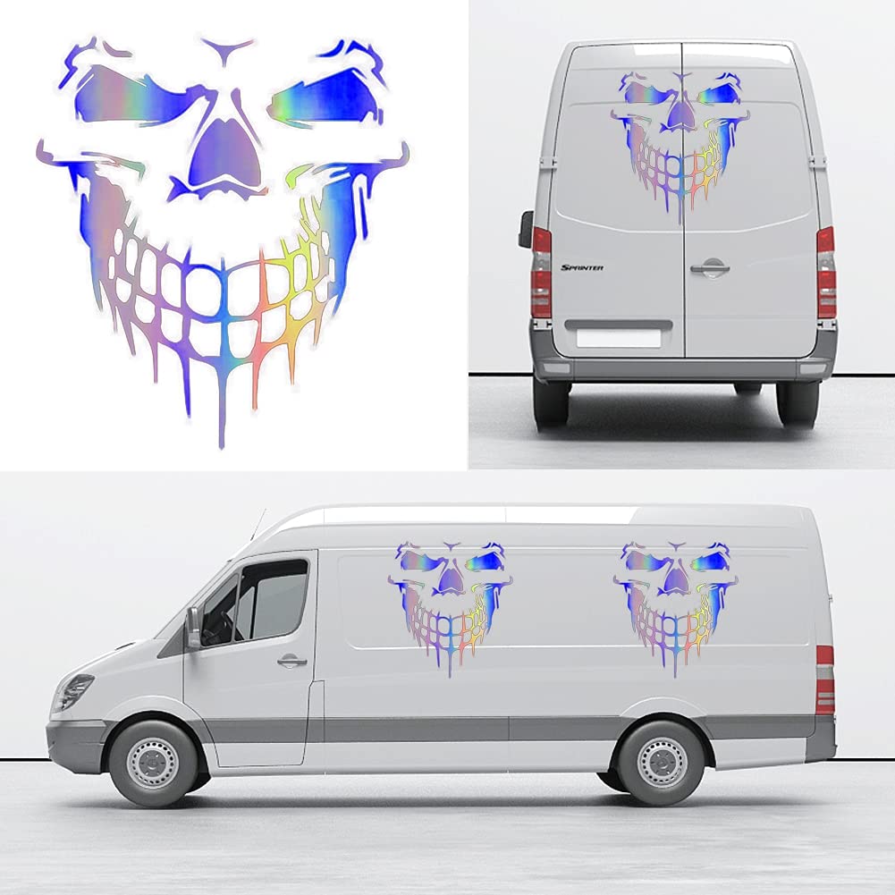 JSCARLIFE Skull Car Decals - Self-Adhesive Vinyl Graphics for Car Hood, Truck, Side & Rear Window - Universal Fit (21.65