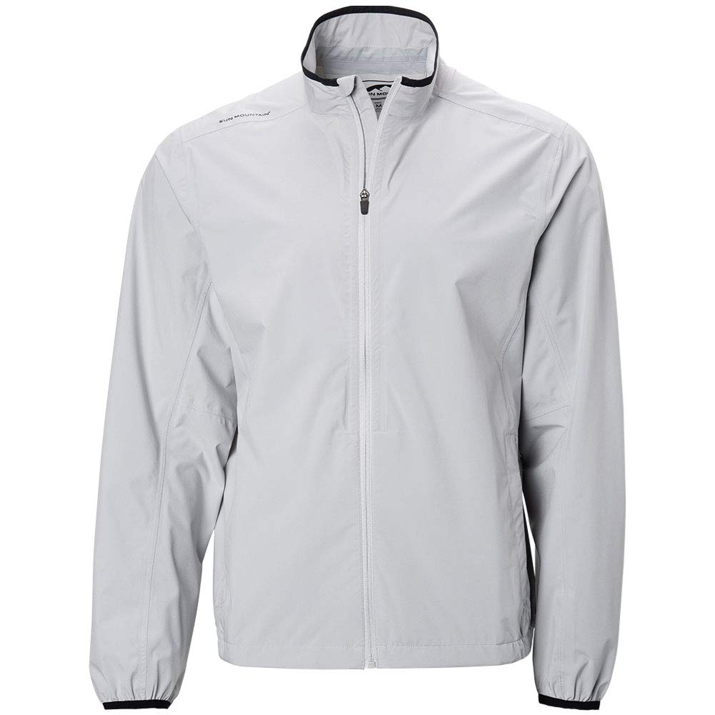 Sun Mountain 2021 Men's Monsoon Waterproof Golf Jacket - Lightweight Windbreaker Raincoat for Golfing (Platinum, Medium) - Perfect for Outdoor Sports & Rainy Weather Protection