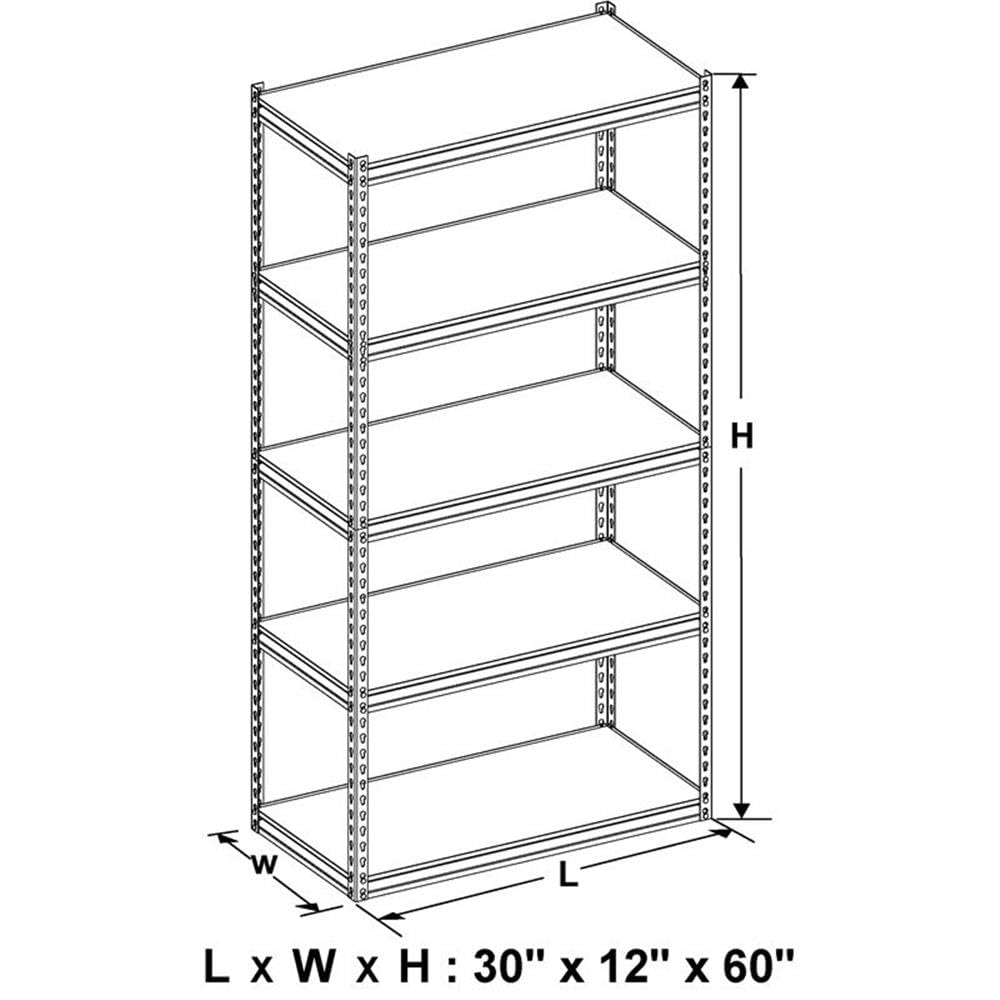 5-Tier Metal Boltless Storage Shelving Unit - Heavy Duty White/Wooden Finish for Garage, Warehouse & Home Organization