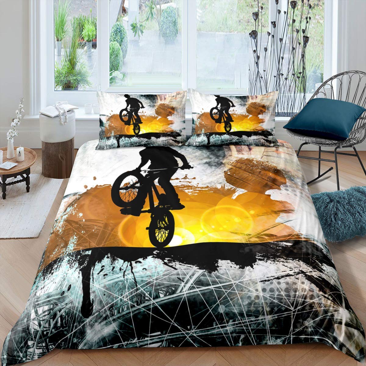 Drag Racing Duvet Cover Set - Athletic Yellow Dynamic Static Design, Twin Size 68x90 Inches, Soft & Luxury Bedding with Zipper (1 Duvet Cover + 1 Pillowcase) - Perfect for Race Car Enthusiasts & Sports-Themed Bedrooms