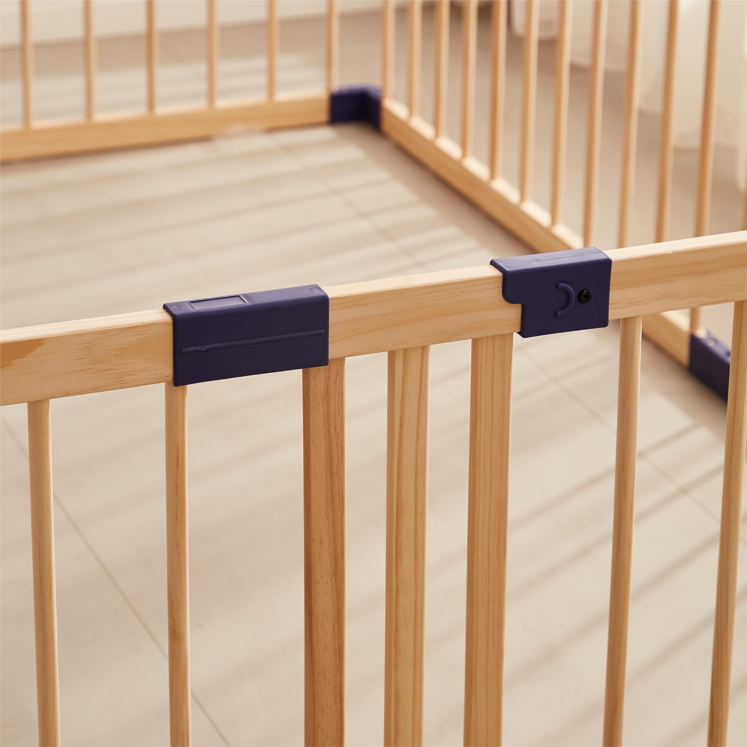 Wooden Baby Playpen for Babies & Toddlers - 180X200cm Safe Play Yard Fence with Natural Wood Finish | Indoor & Outdoor Play Area for Crawling, Learning & Playtime Activities