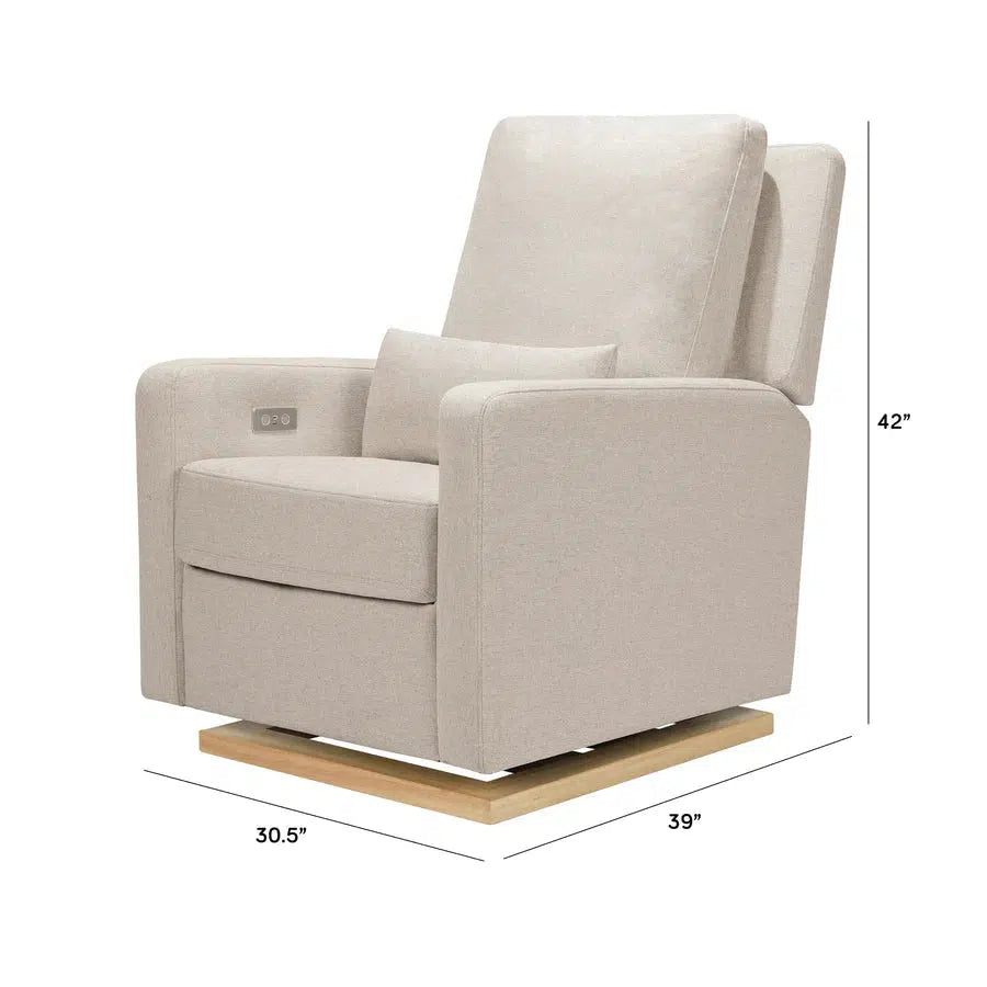 Babyletto Sigi Electronic Glider and Recliner Chair - Eco-Friendly Beach Weave Performance Fabric for Nursery, Living Room & Breastfeeding Comfort