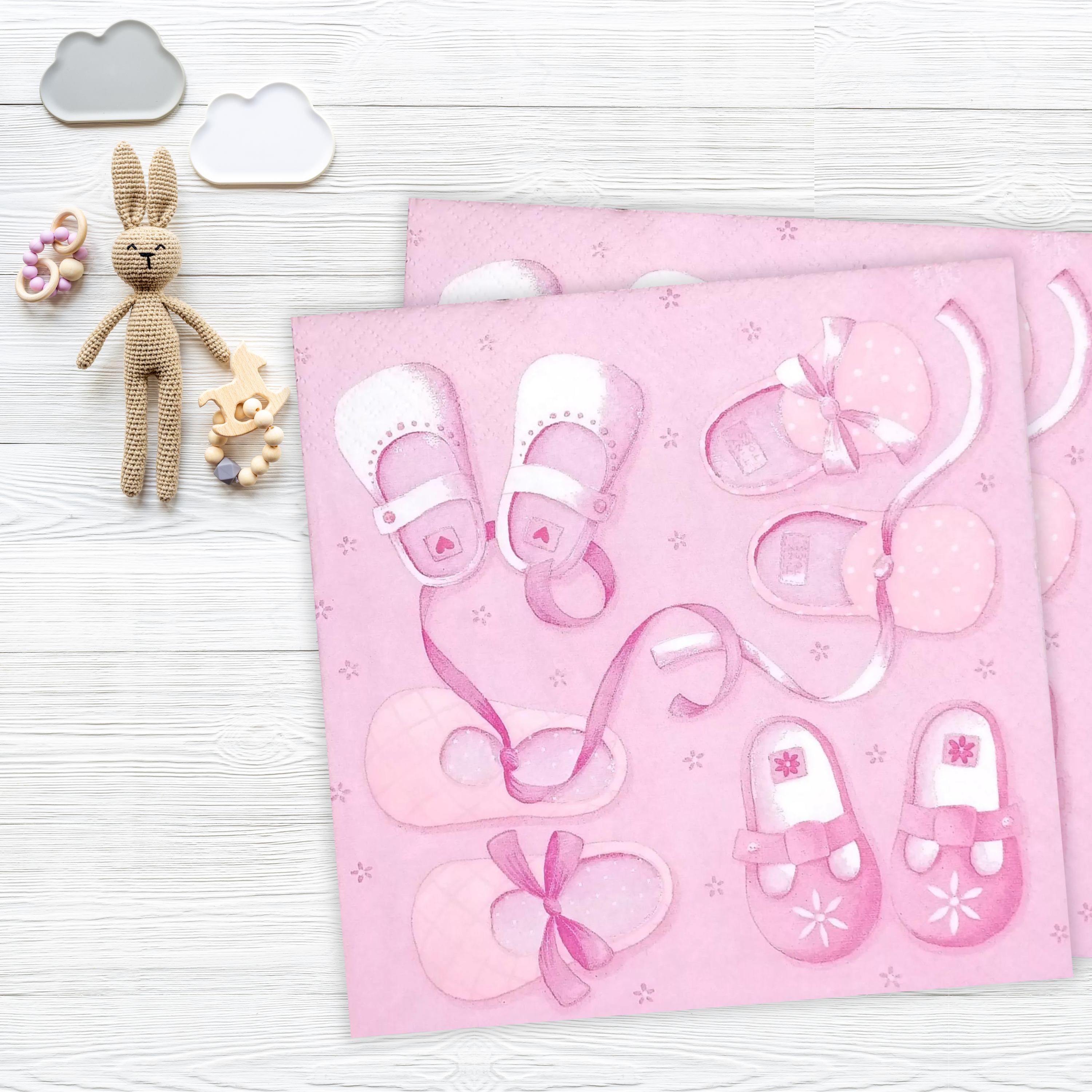 20 Pack Cute Baby Girl Lunch Napkins - Soft & Absorbent Disposable Napkins for Toddlers, Kids Meals, School Lunches & Picnics