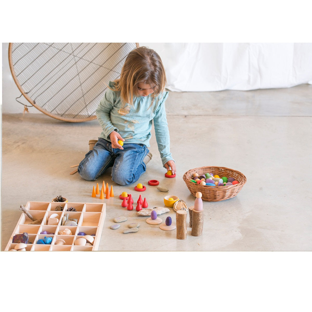 Grapat Wooden Tinker Tray for Sorting - Montessori Sensory Play & Learning Activity for Kids - Perfect for Classroom, Homeschool, and Early Childhood Development