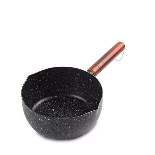 18/20/22cm Stone Coated Soup Stock Pot with Wooden Handle - Universal Milk Pot & Frying Pan for Cooking, Stewing, and Serving | Perfect for Home Kitchens, Restaurants, and Camping