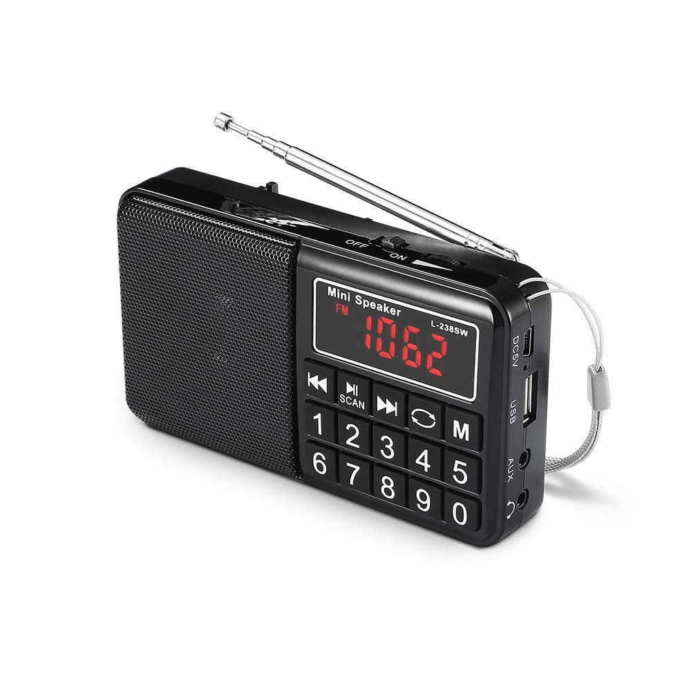 WE Radio Wide Wave AM/FM/SW Portable Radio with USB/Micro SD Card Reader | Rechargeable Battery | Black | Perfect for Camping, Emergencies & Outdoor Adventures