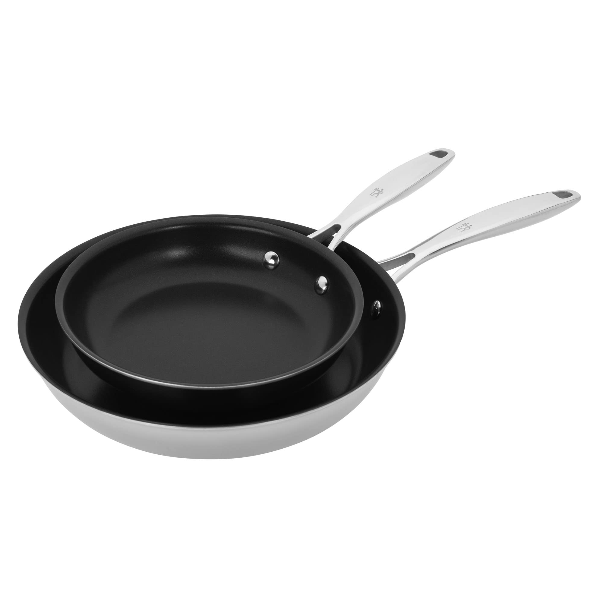 HENCKELS Clad Impulse 2-Piece Nonstick Cookware Set - Stainless Steel Frying Pans with 3-Ply Clad Construction, Mirror Finish, Dishwasher & Oven Safe, Induction Compatible, PFOA-Free Nonstick Coating - Perfect for Sautéing, Frying & Baking at Home