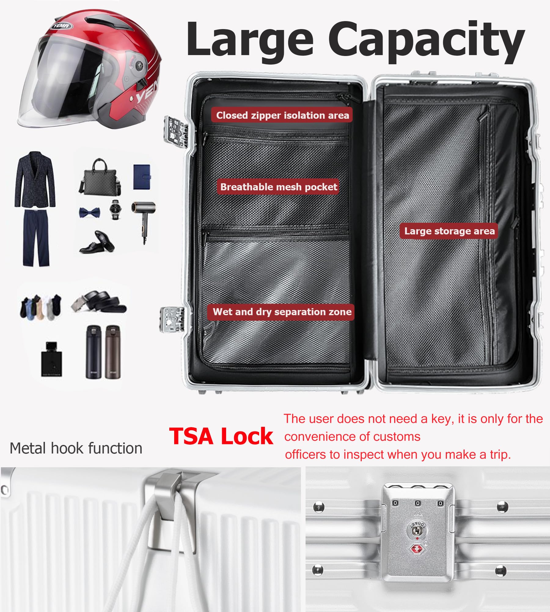Feilario 30-inch Aluminum Frame Hardside Spinner Luggage - Zipperless Large Checked Suitcase with Cup Holder & Phone Holder | Perfect for Business Travel, Vacation & Airplane Carry-On