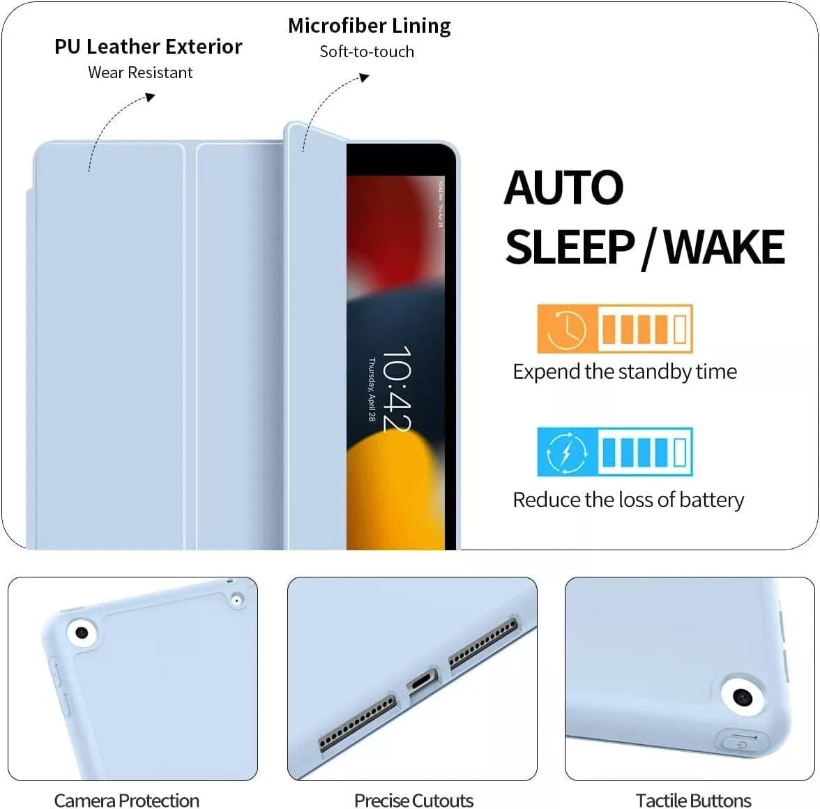 Shockproof TPU Case for iPad Pro 12.9 5th Generation (2021 Model) with Apple Pencil Slot - Durable Protective Cover for Work, Travel & School - Grey
