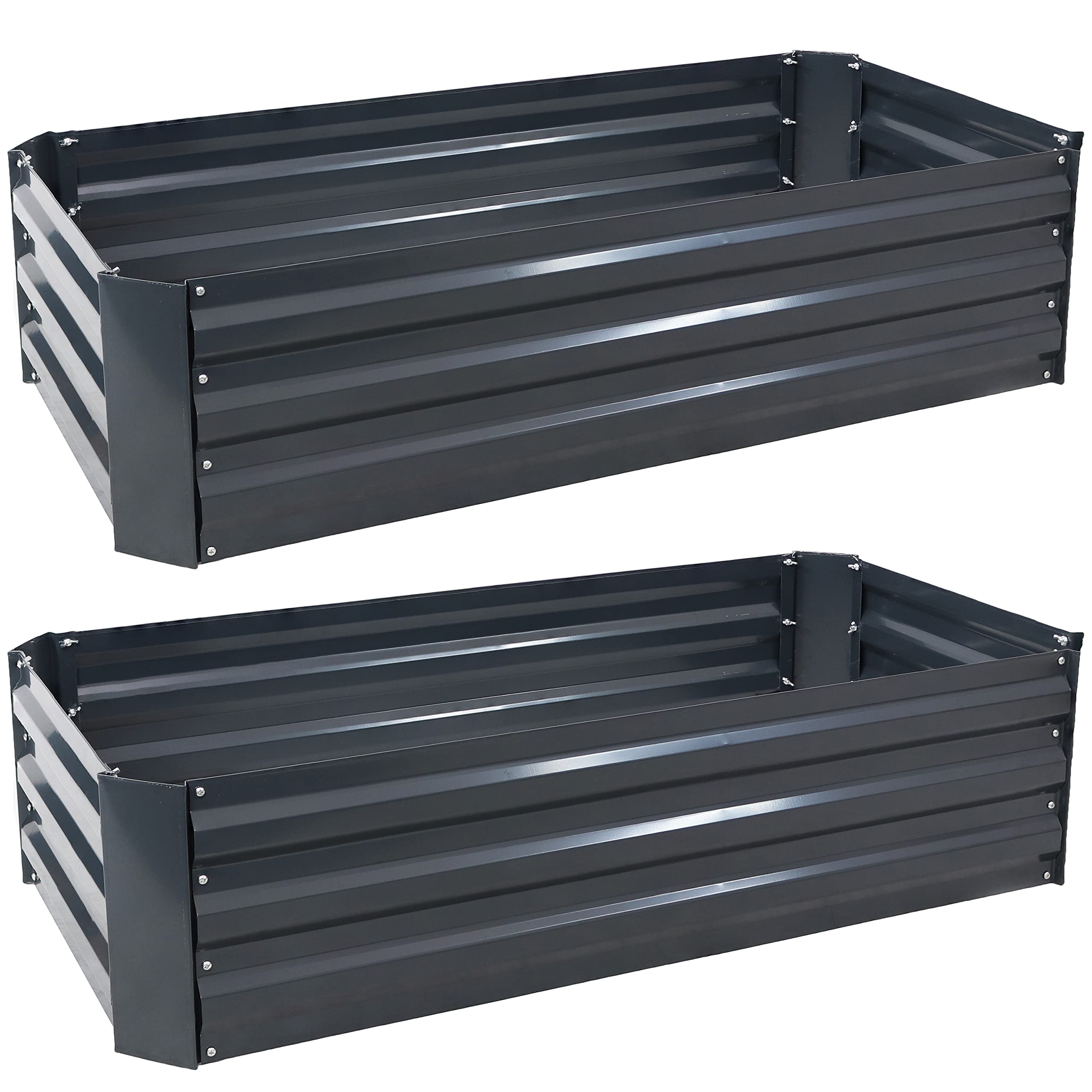 Sunnydaze 48-Inch Galvanized Steel Raised Garden Beds - Rectangle Planter Box for Vegetables, Herbs & Flowers - Rustproof Outdoor Gardening Kit - Dark Gray (Set of 2) - Perfect for Backyard, Patio & Urban Gardening