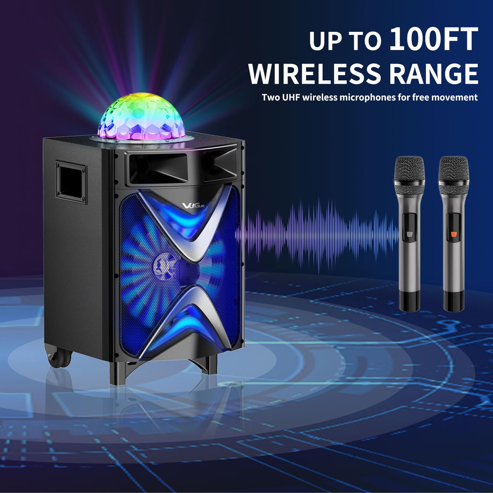 Portable Bluetooth Karaoke Machine for Adults with 10