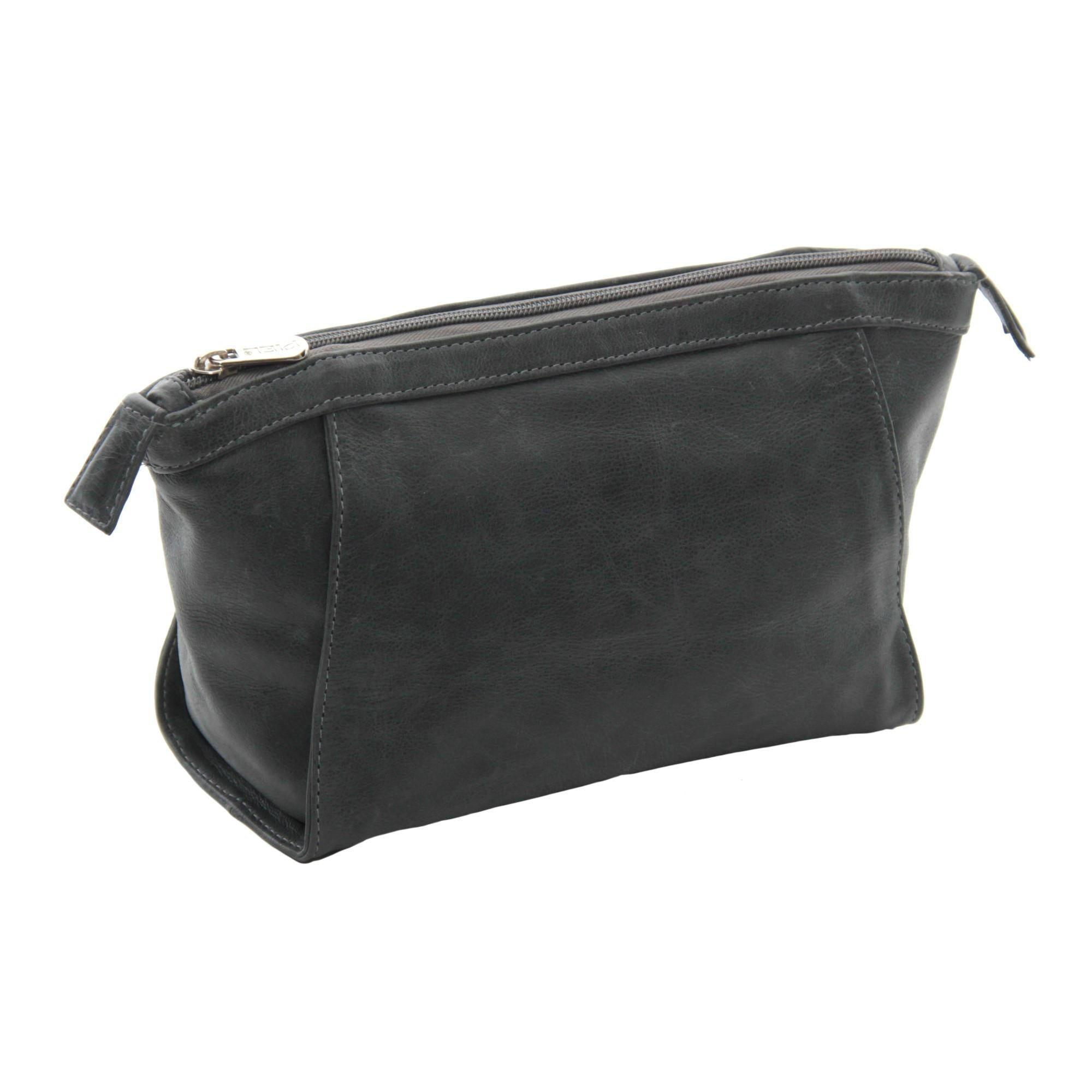 Premium Genuine Leather Travel Toiletry Bag with Zipper - Perfect for Men & Women, Ideal for Airplane, Gym, Camping & Business Trips