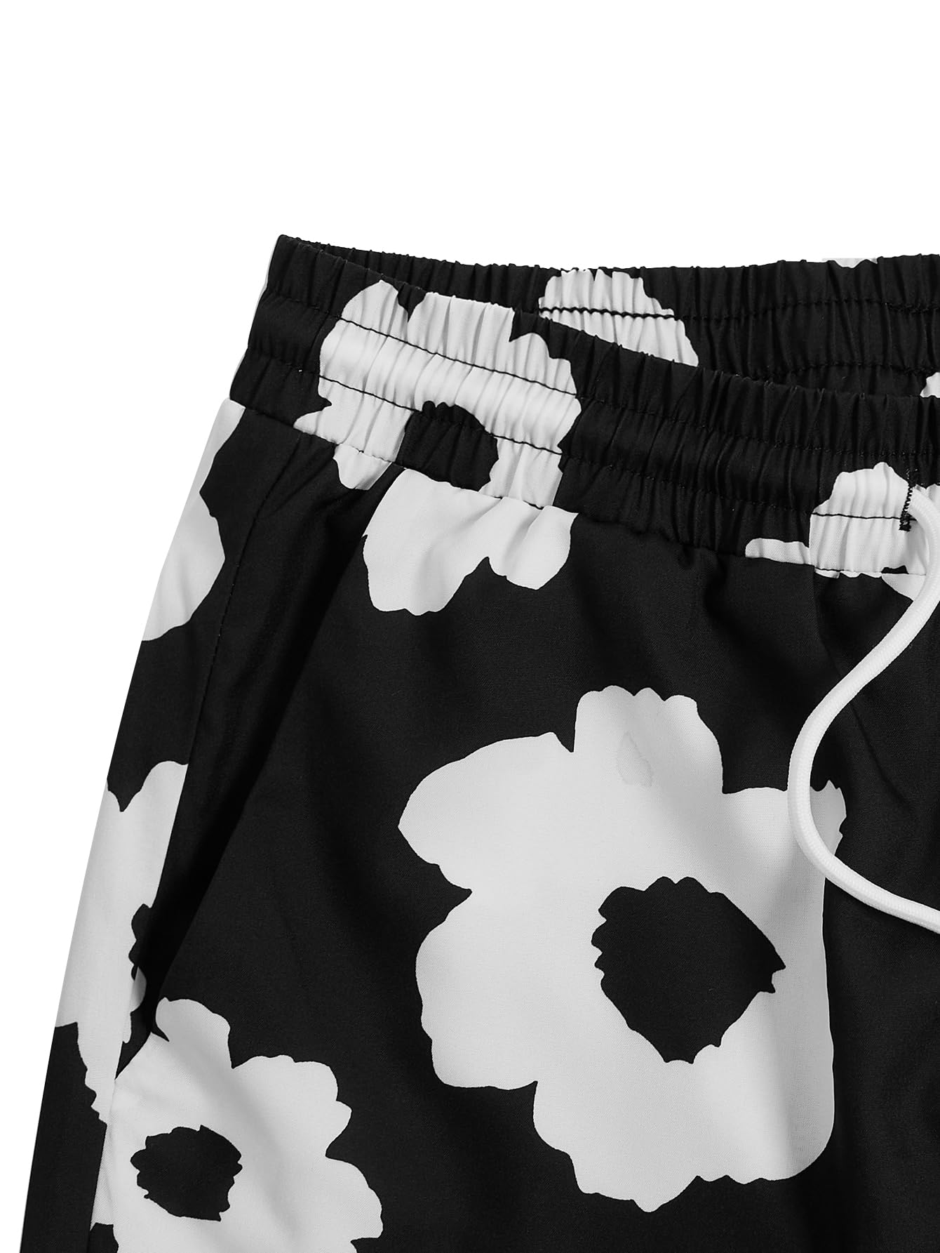 SOLY HUX Men's Floral Print High Waist Drawstring Shorts with Pockets - Casual Summer Beach Shorts for Outdoor Activities, Gym, and Vacation