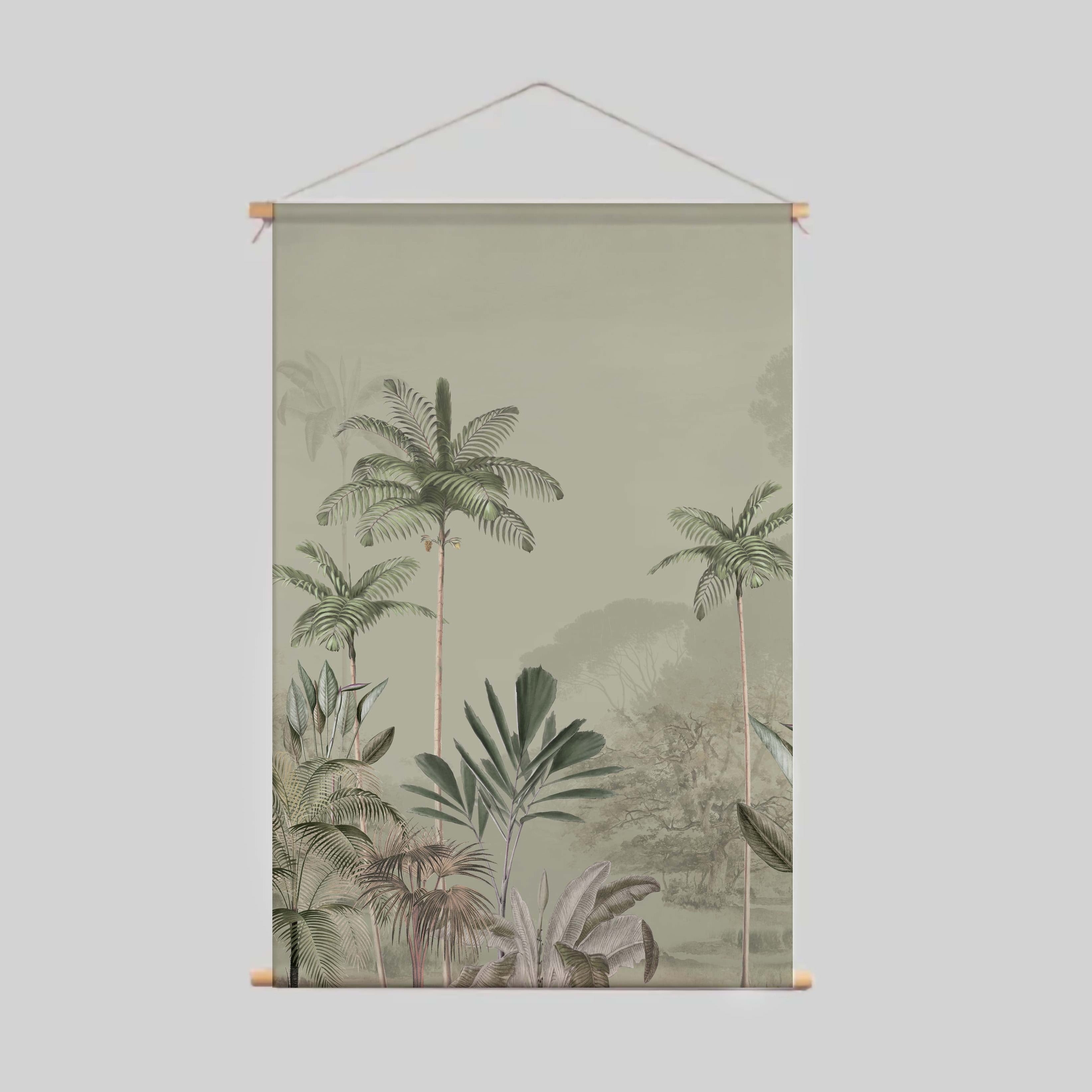 Tropical Wilderness Textile Poster - Green Nature Wall Art for Home & Office Decor - Perfect for Living Room, Bedroom, or Workspace