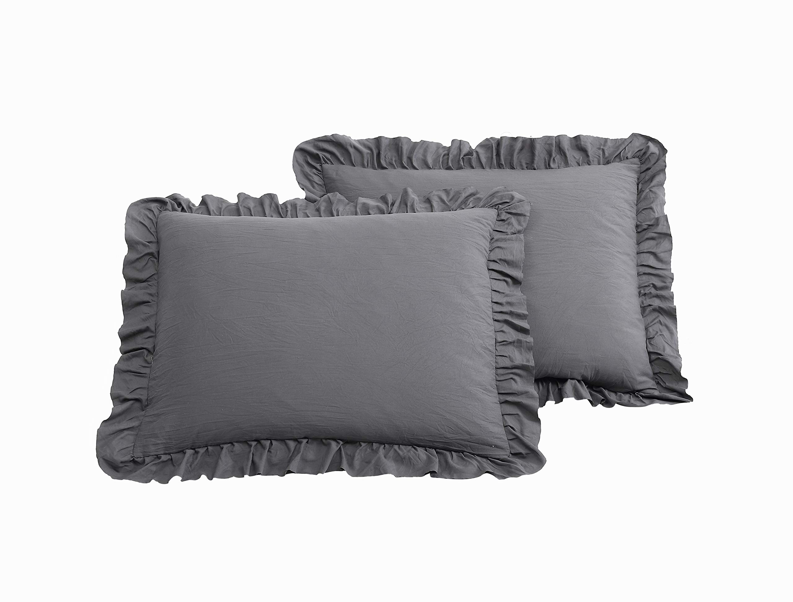 Davina 5-Piece Gray Enzyme Washed Comforter Set with 3 Decorative Pillows - Twin Size Bedding Set for Cozy Bedroom & Guest Room Decor