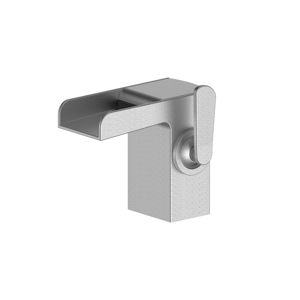 ZLINE Diamond Peak Waterfall Bathroom Faucet - Brushed Nickel Finish - Modern Bathroom Sink Faucet with High Arc Spout - Perfect for Spa-Like Bathroom Renovations and Luxury Home Upgrades (DMP BF BN)