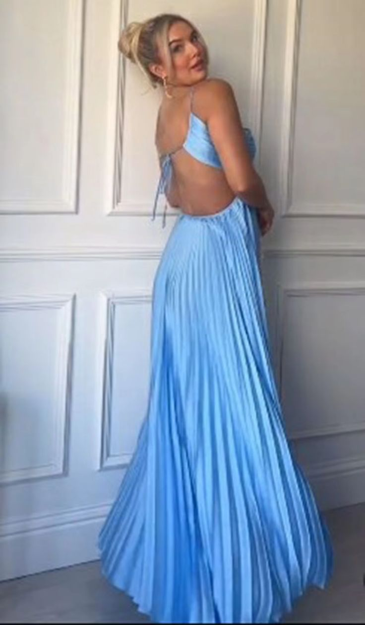 Elegant A-Line Halter Neck Long Prom Dress in Blue - Formal Evening Gown J5713 for Homecoming, Wedding Guest & Special Occasions