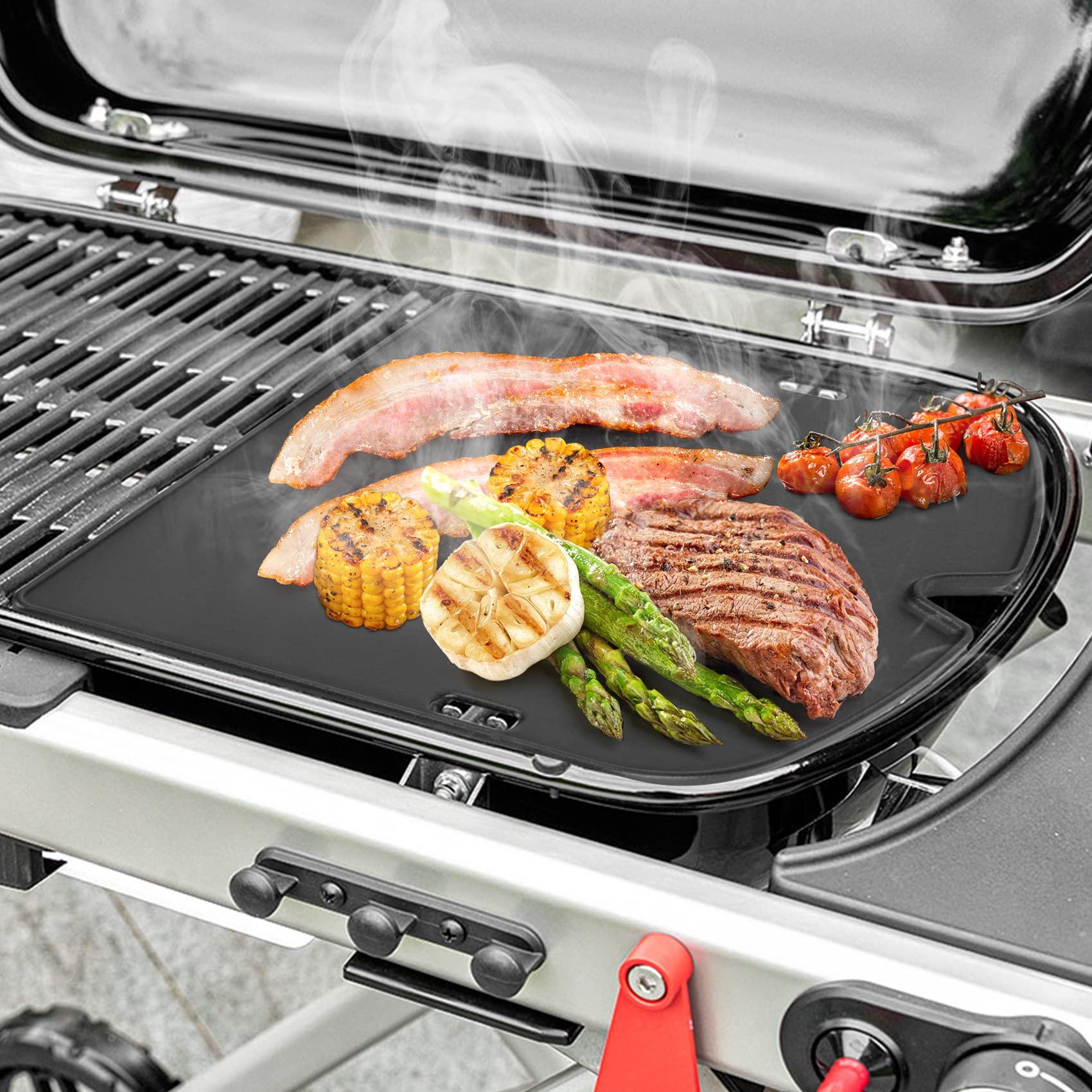 Onlyfire Reversible Cast Iron Griddle for Weber Traveler Portable Gas Grill - Double-Sided Cooking Griddle Replacement for Weber 9010001 - Perfect for Camping, Tailgating & Outdoor BBQs