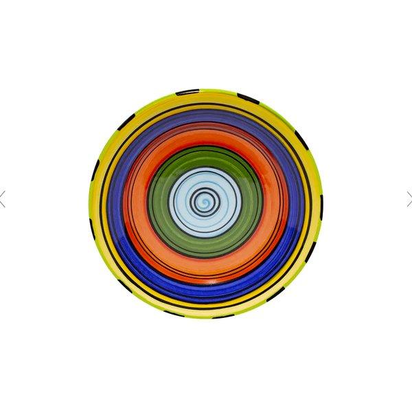 Colorful Puebla Stripe Ceramic Salad Plates - Set of 9, Handcrafted Mexican Dinnerware for Home Decor & Entertaining - Perfect for Parties, Weddings, and Special Occasions