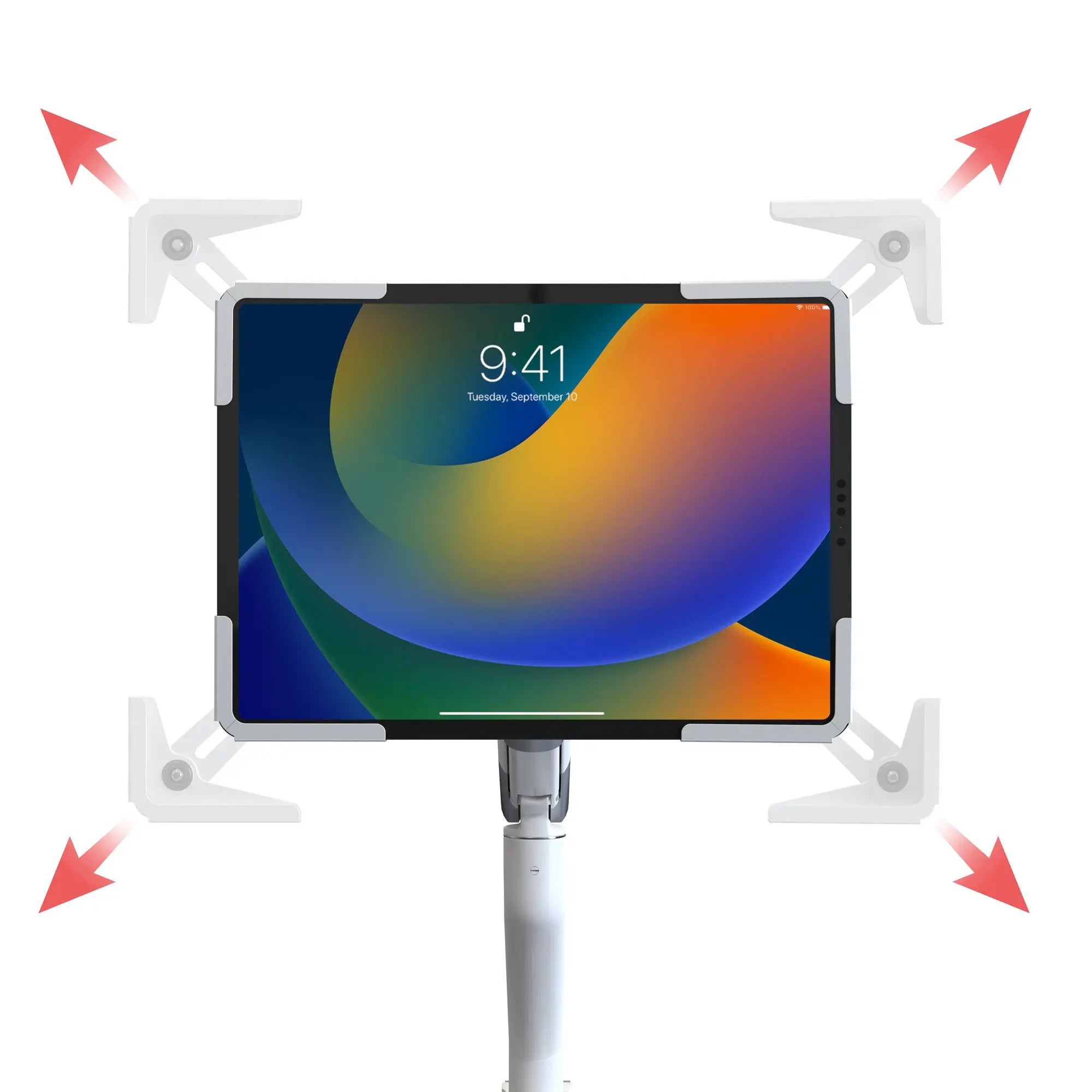 Secure & Slim Spring Arm Mount with USB Ports & Universal Holder for iPad 9.7
