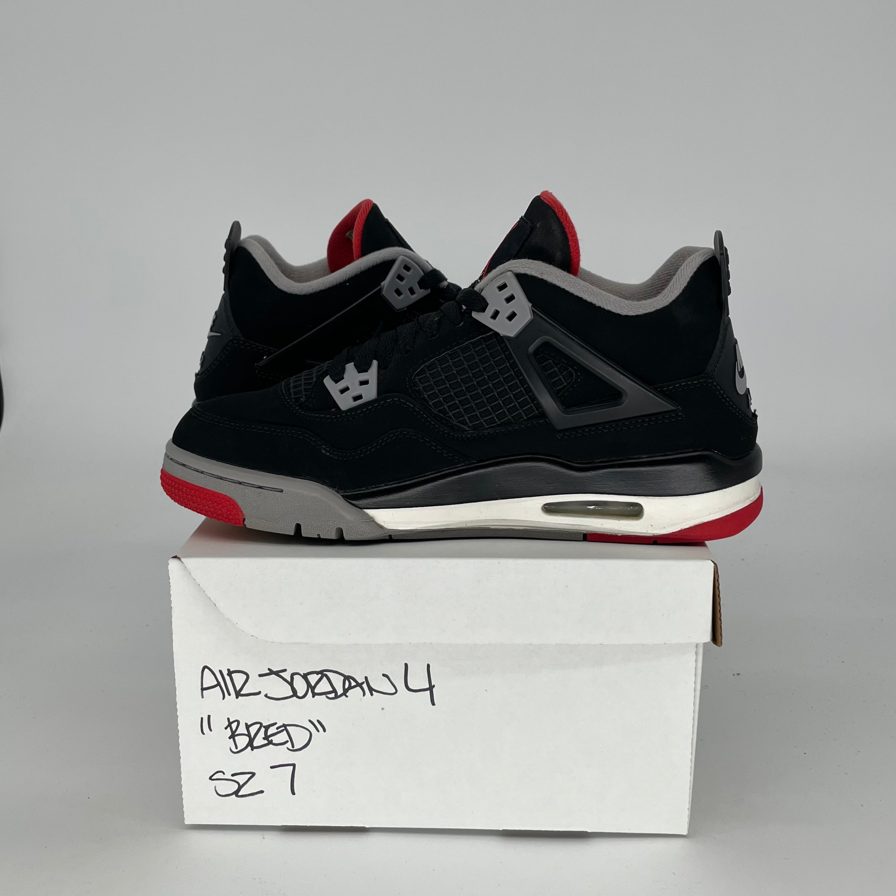Original Air Jordan 4 Retro 'Bred' Men's/Women's Size 7/8.5W Black/Red 408452-060 - Basketball Shoes for Streetwear & Sneaker Collection