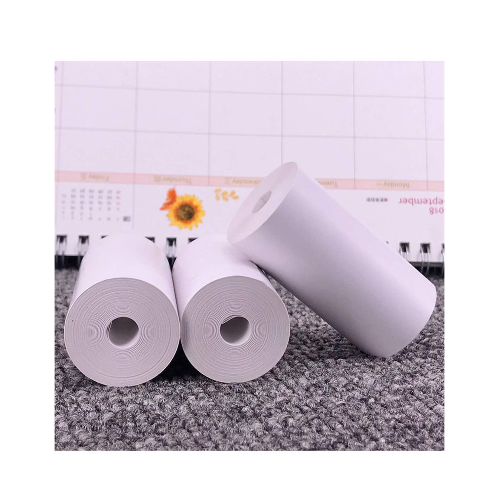 GMZS Sticky Thermal Paper Rolls - 3 Rolls Printable Sticker Paper for Peripage A6, PAPERANG P1/P2 - 5730mm Direct Thermal Label Paper for Shipping, Inventory & Receipt Printing