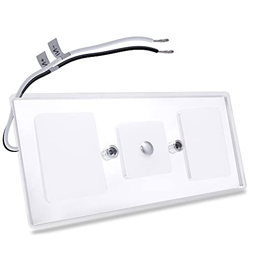12V RV Ceiling Light Fixture with Touch Dimmable Switch & Blue LED - Luxury Crystal Acrylic Lens Flush Mount for Motorhome, Trailer, Camper - Perfect for Bedroom, Kitchen & Bathroom Lighting