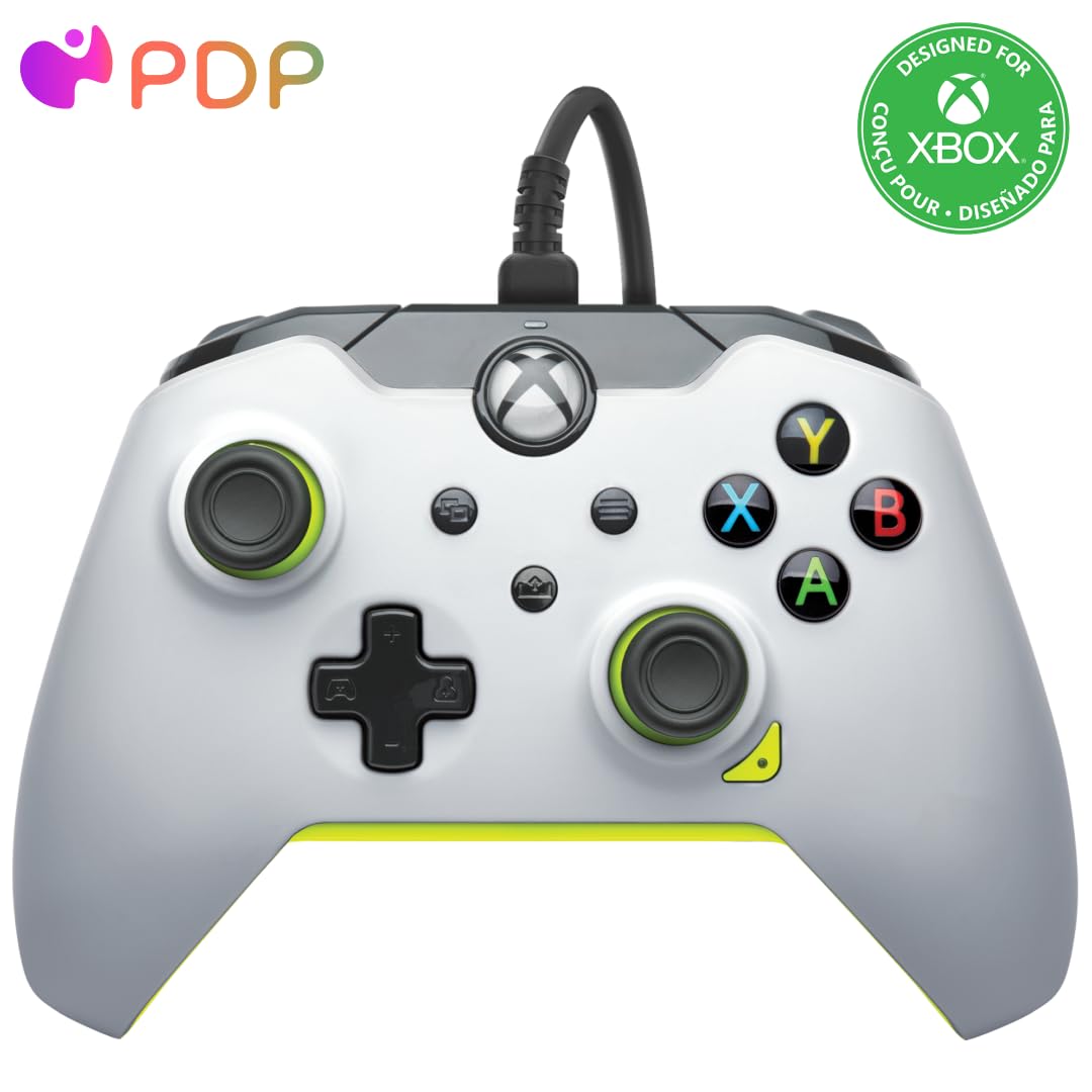 Official PDP Wired Electric White Controller for Xbox Series X|S & Xbox One - Licensed Gamepad with USB Cable for Enhanced Gaming Performance - Perfect for Competitive Play & Long Gaming Sessions