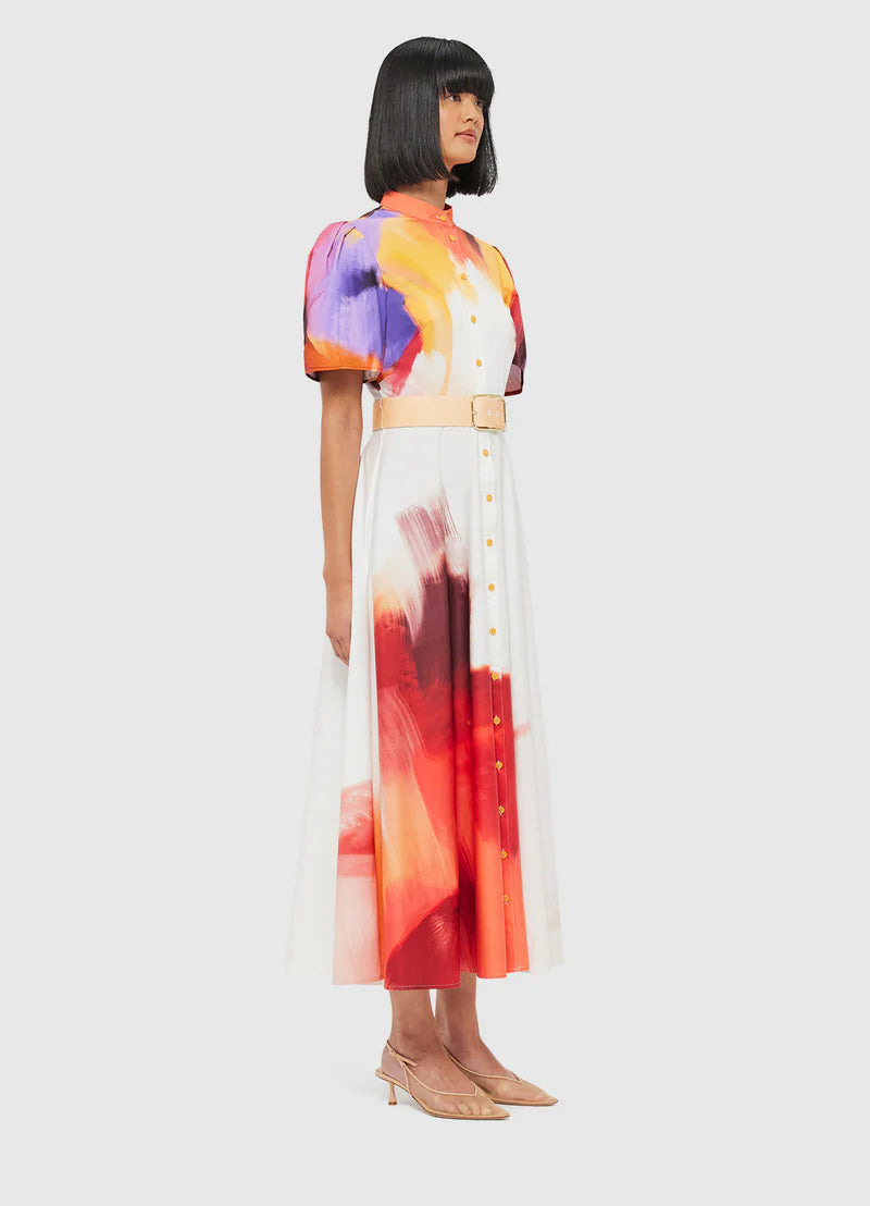 Bianca Short Sleeve Midi Dress - Floral Reminiscence Print Summer Dress for Women | Perfect for Beach Vacations, Date Nights & Casual Outings
