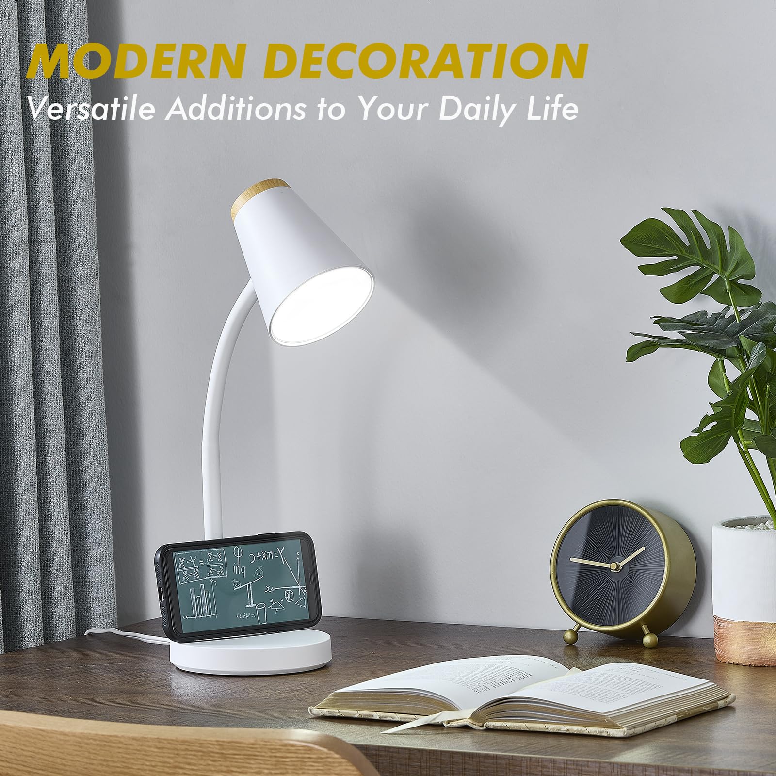 Adjustable LED Desk Lamp with Dimmable Touch Control - Flexible Gooseneck Reading Light for College Dorm, Home Office & Bedroom Nightstand - Perfect Study Lamp for Students & Work from Home Professionals