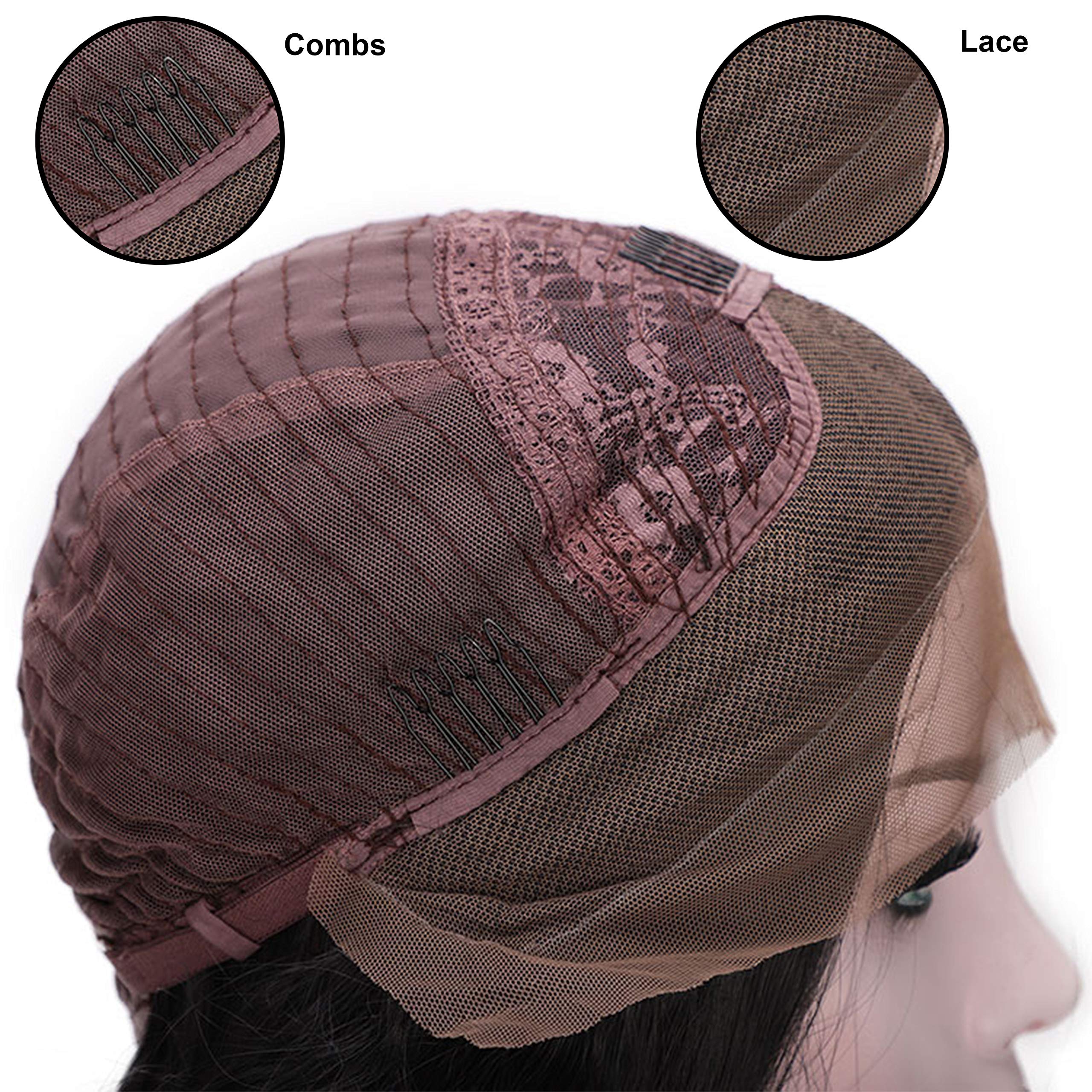Rapidsflow® 32 Inch Front Lace Women's Wig - Natural Black Human Hair Full Head Wig with Free 2 Wig Caps & Carry Bag | Perfect for Daily Wear, Cosplay, and Special Occasions