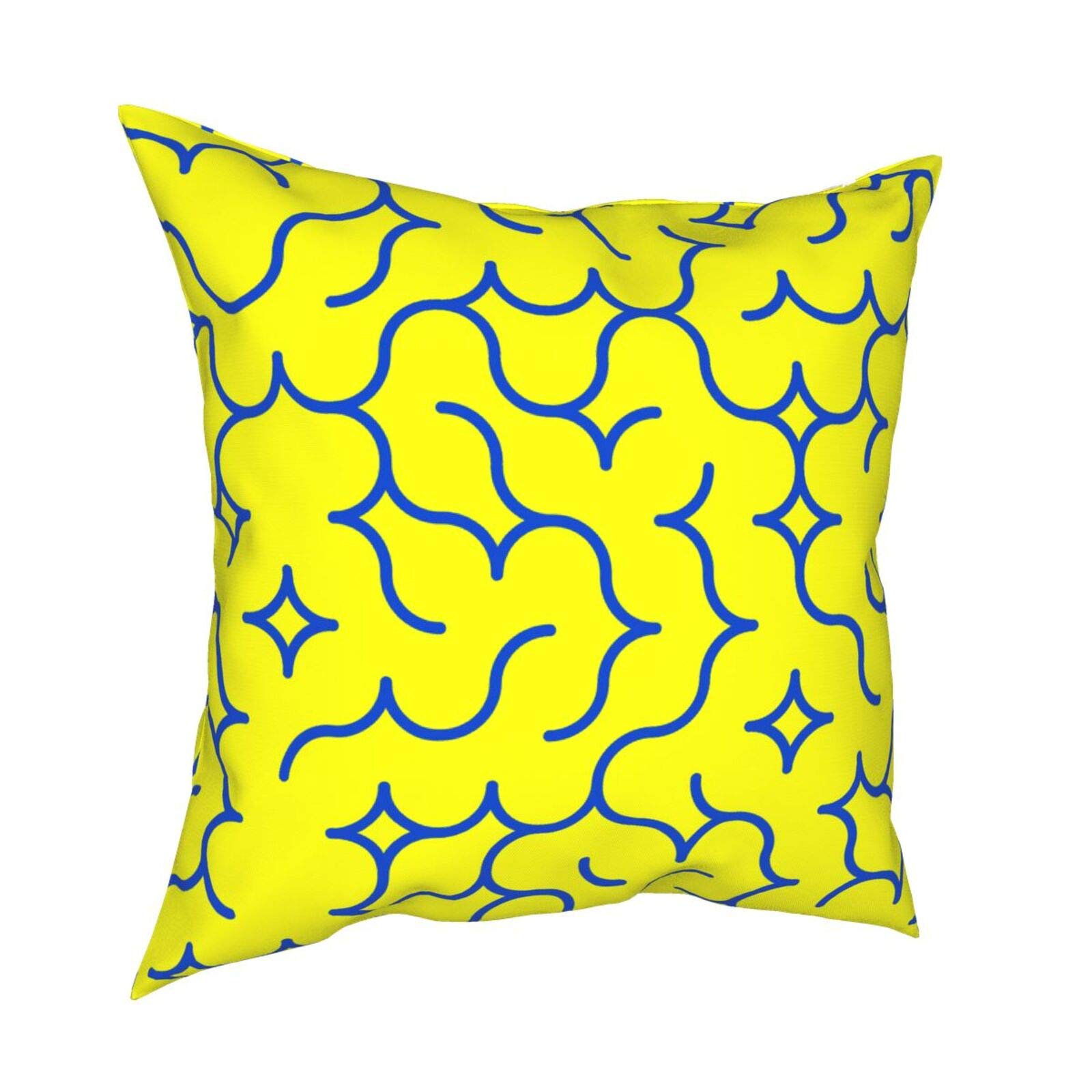 Blue and Yellow Geometric Arc Pattern Pillow Covers 18x18 Inch - Modern Decorative Throw Pillow Cases for Sofa, Bed, Couch & Outdoor Use - Perfect for Living Room, Patio, Car and Home Decor
