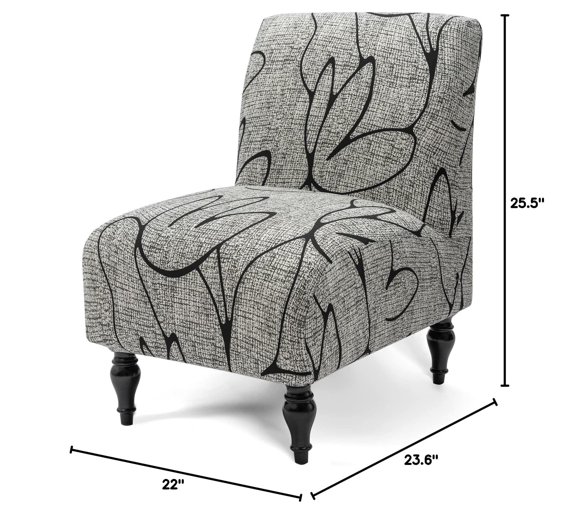 Liykimt Armless Accent Slipper Chair Cover - Stretch Spandex Slipcover for Armless Chairs, Removable Furniture Protector in Gray/Black - Perfect for Living Room, Dining Room & Home Decor