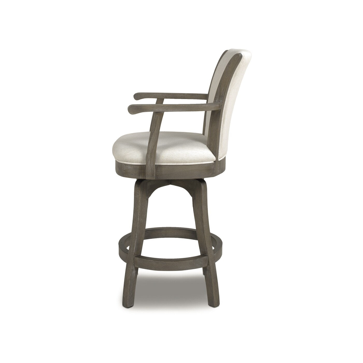 27in Swivel Counter Height Bar Stool - Vintage Faux Leather Upholstery, High Back Support with Armrests, Sturdy Hardwood Frame - Perfect for Kitchen Islands, Home Bars & Dining Areas