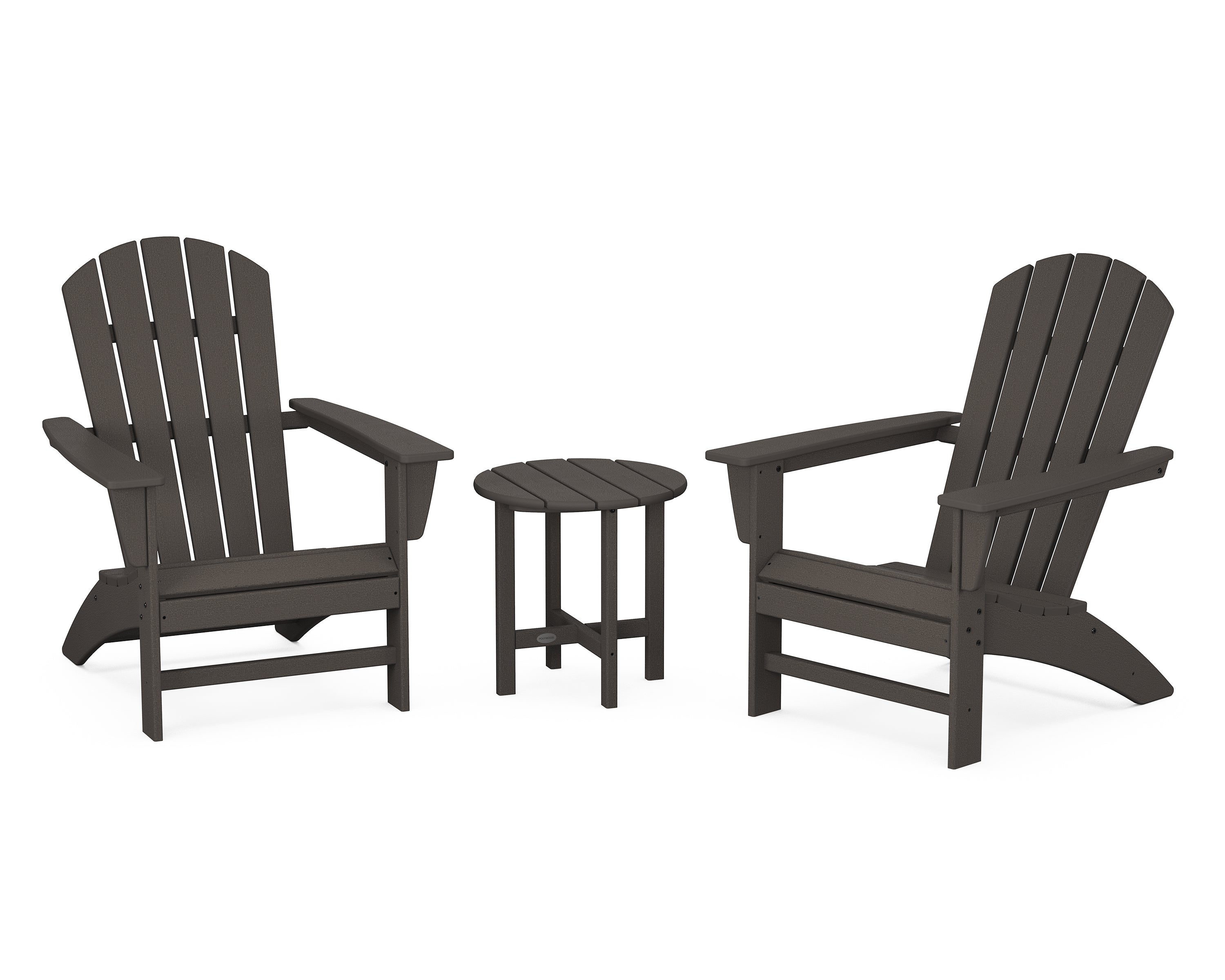 POLYWOOD Nautical 3-Piece Adirondack Chair Set - Durable Outdoor Furniture for Patio, Poolside & Beach - All-Weather Resin Wicker Chairs with Side Table