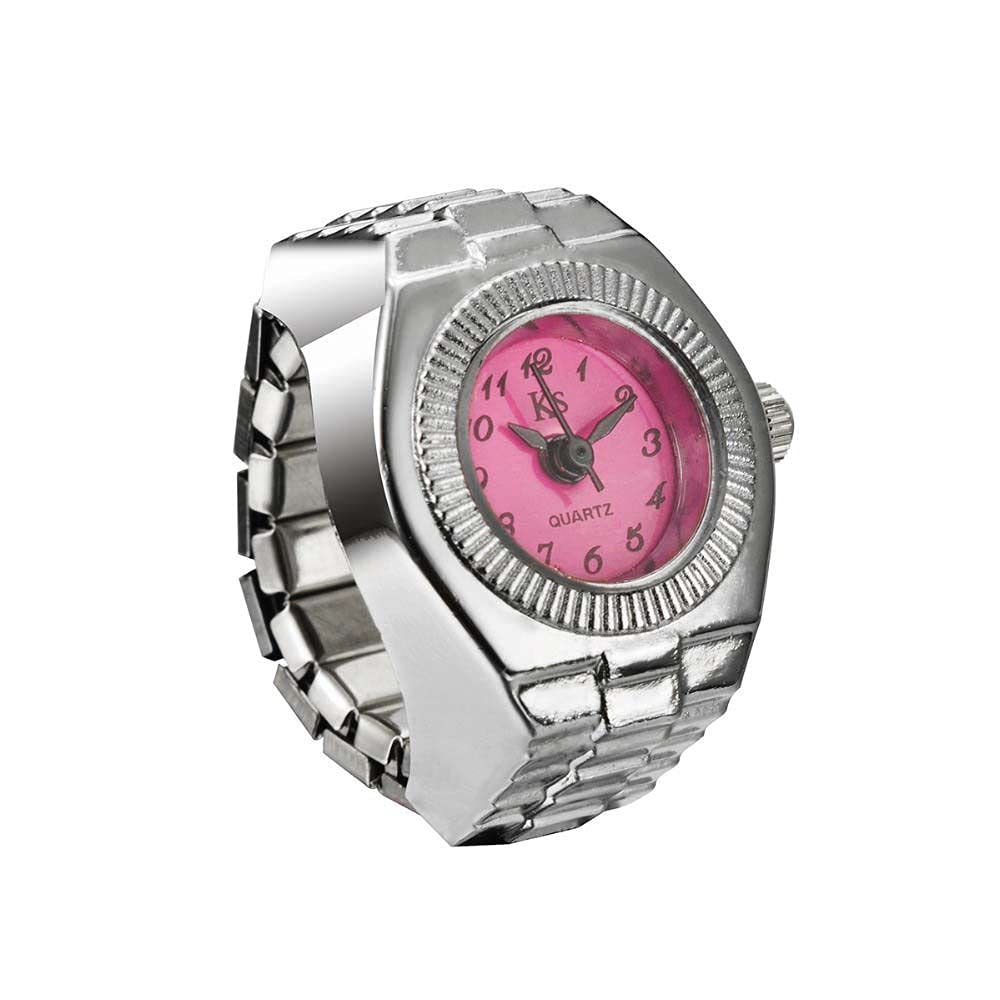 MNTT Retro Simple Women & Men Korean Creative Watch Rings - Quartz Alloy Fashion Jewelry for Couples (Red) - Perfect for Dating, Parties, and Everyday Wear