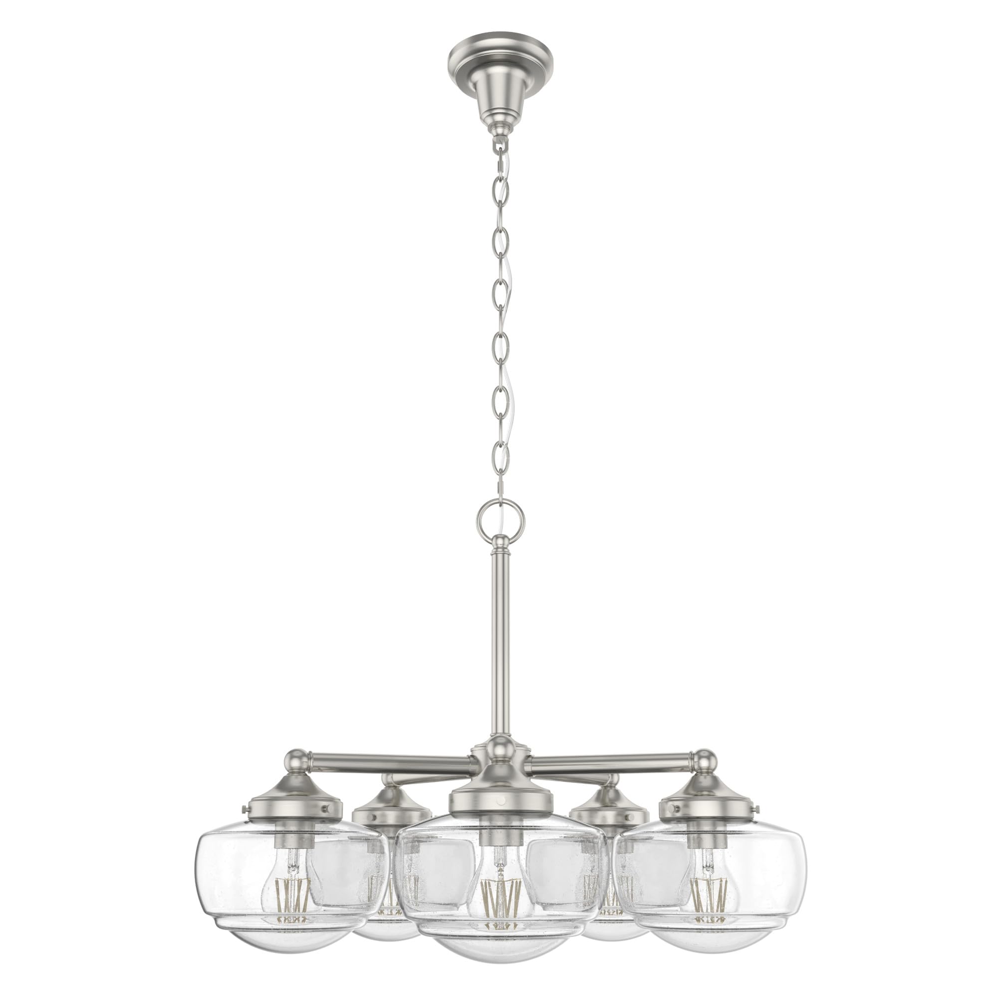 Hunter Fan Company 19360 Saddle Creek 5-Light Chandelier in Brushed Nickel - Elegant Ceiling Lighting Fixture for Dining Room, Bedroom or Living Room