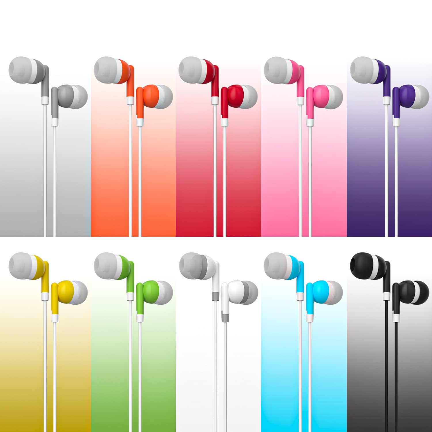 Maeline 400 Pack Bulk Earbuds with 3.5mm Headphone Plug - Wholesale Earphones Bundle in Multi Colors for School, Gym, Office & Events