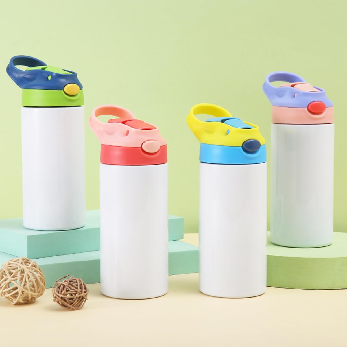 10 Pack Kids Sublimation Tumblers - 12oz Stainless Steel Sippy Cup Blanks for DIY Crafting, Customizable Water Bottles for Personalized Gifts | Perfect for Birthday Parties, School Events & Holiday Presents