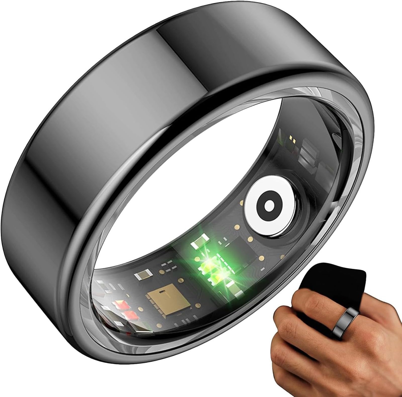 Smart Fitness Tracker Ring - Waterproof Activity Monitor with Heart Rate & Sleep Tracking | Sports, Workout & Daily Health Wearable (Black, Size 10) for Gym, Running & Sleep Monitoring