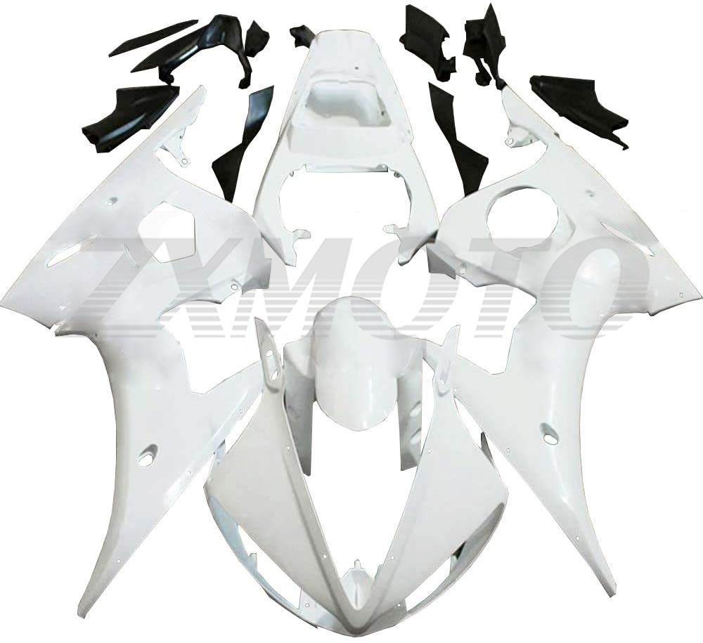 ZXMOTO Unpainted Motorcycle Fairings Kit for 2005 Yamaha YZF R6 - Full Bodywork Replacement Set for Racing & Street Riding - Perfect for DIY Repair, Custom Paint Jobs & Track Days