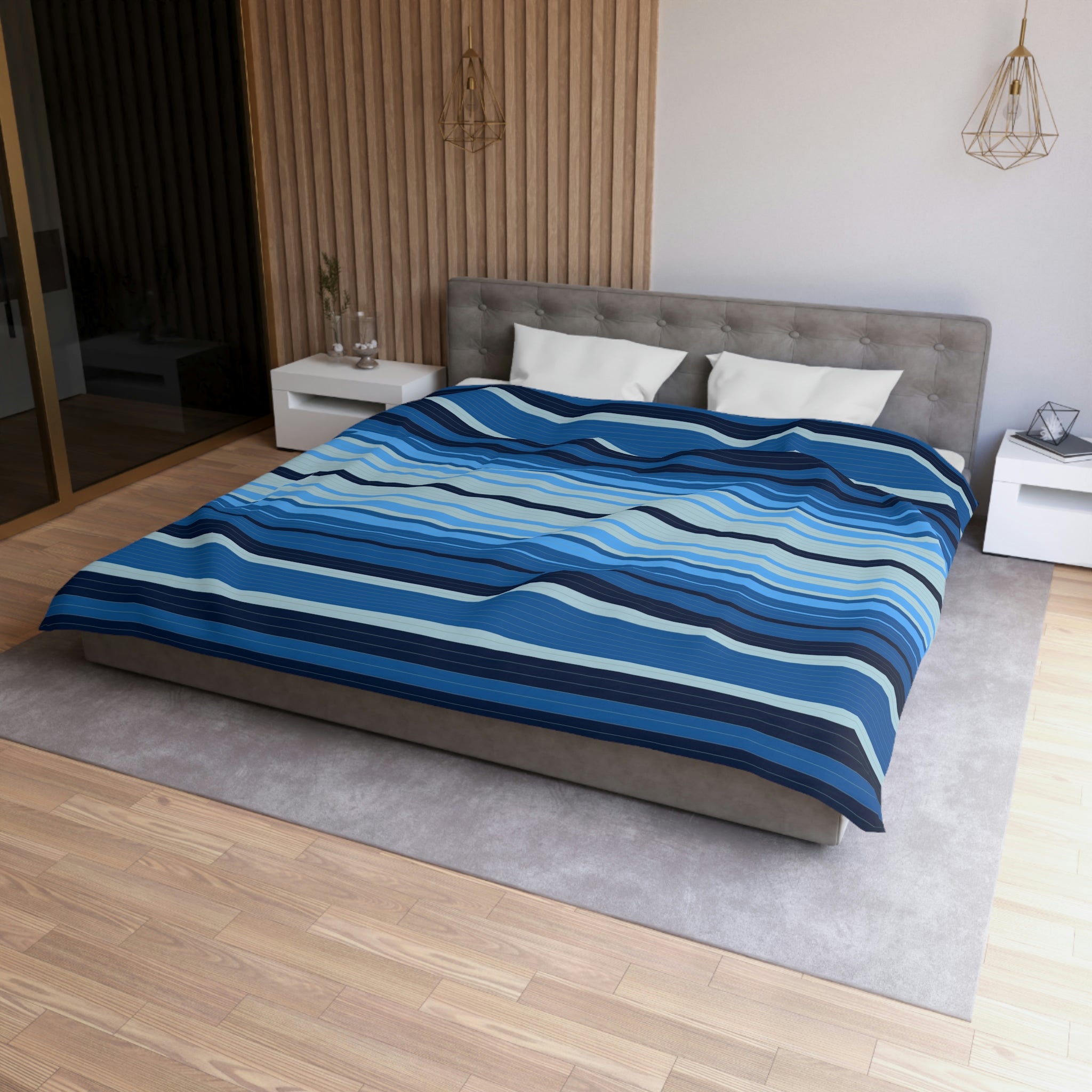 Sweetwater Striped Microfiber Duvet Cover Set - Soft Breathable Bedding Comforter Cover for All Seasons - Perfect for Master Bedroom, Guest Room & Dorm Decor