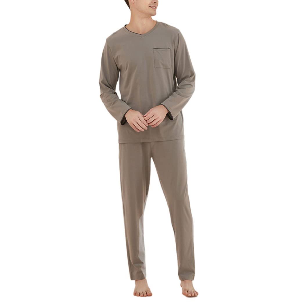 Premium Men's Cotton Modal Pajama Set - Soft Long Sleeve 2-Piece Sleepwear for Men | Comfortable Lounge & Sleep Pajamas for Home, Travel & Relaxation