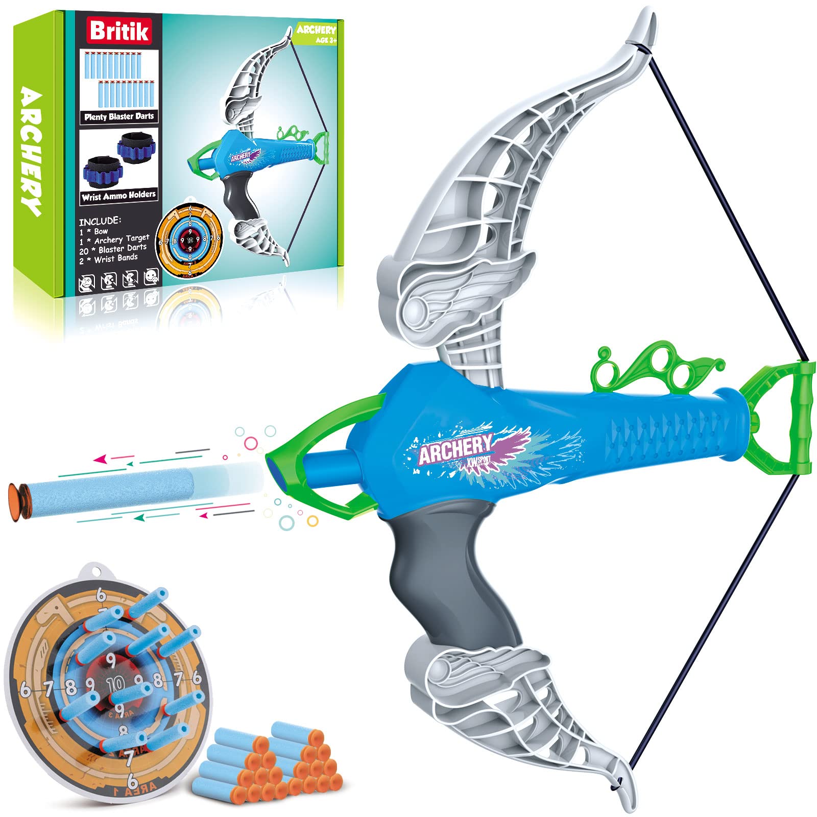 Kids Archery Set with Bow & 20 Suction Cup Arrows - Safe Toy for Boys & Girls Ages 4-8 | Outdoor Play, Birthday Gifts, Pretend Hunting Games & Backyard Fun